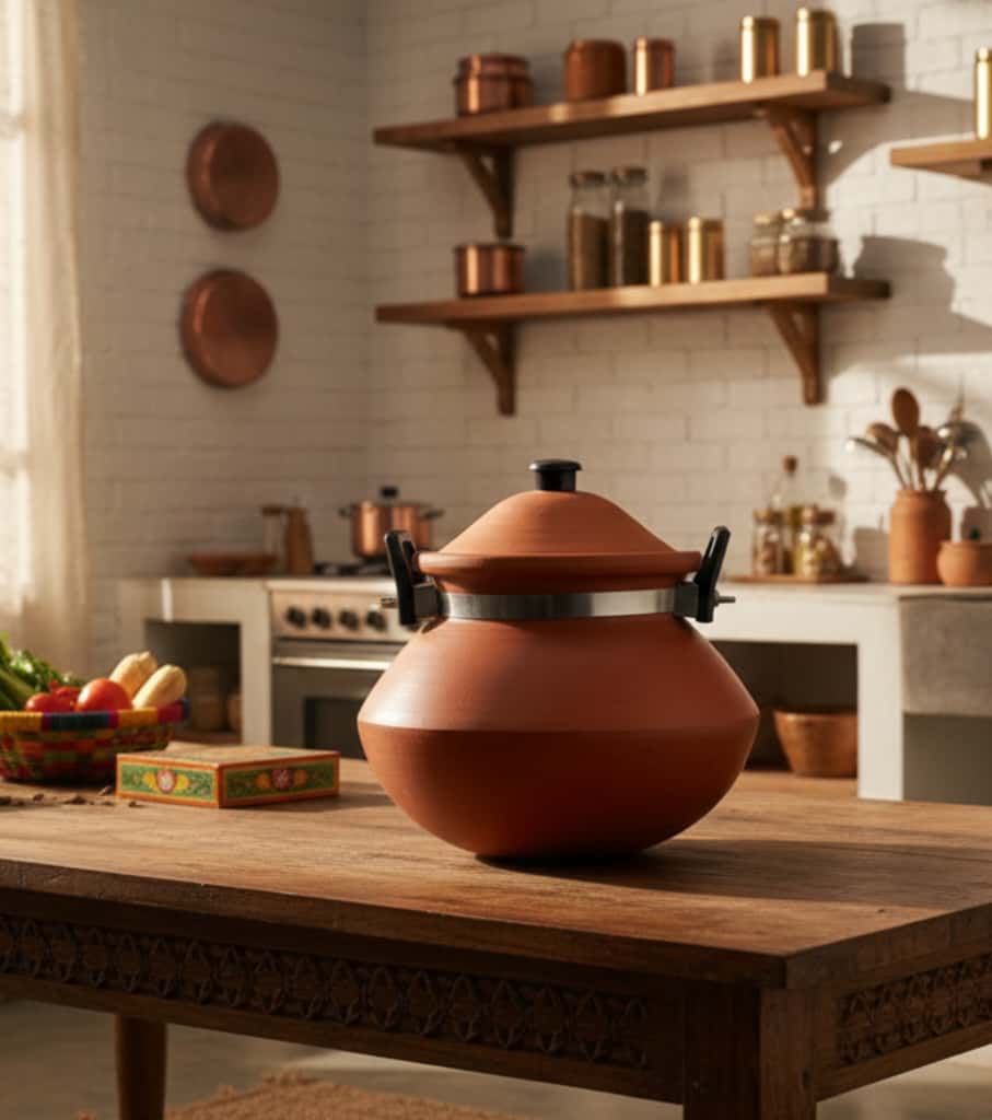 Authentic Handmade Black Clay Pot (6-Litre) – Large Earthen Handi for Healthy Slow Cooking