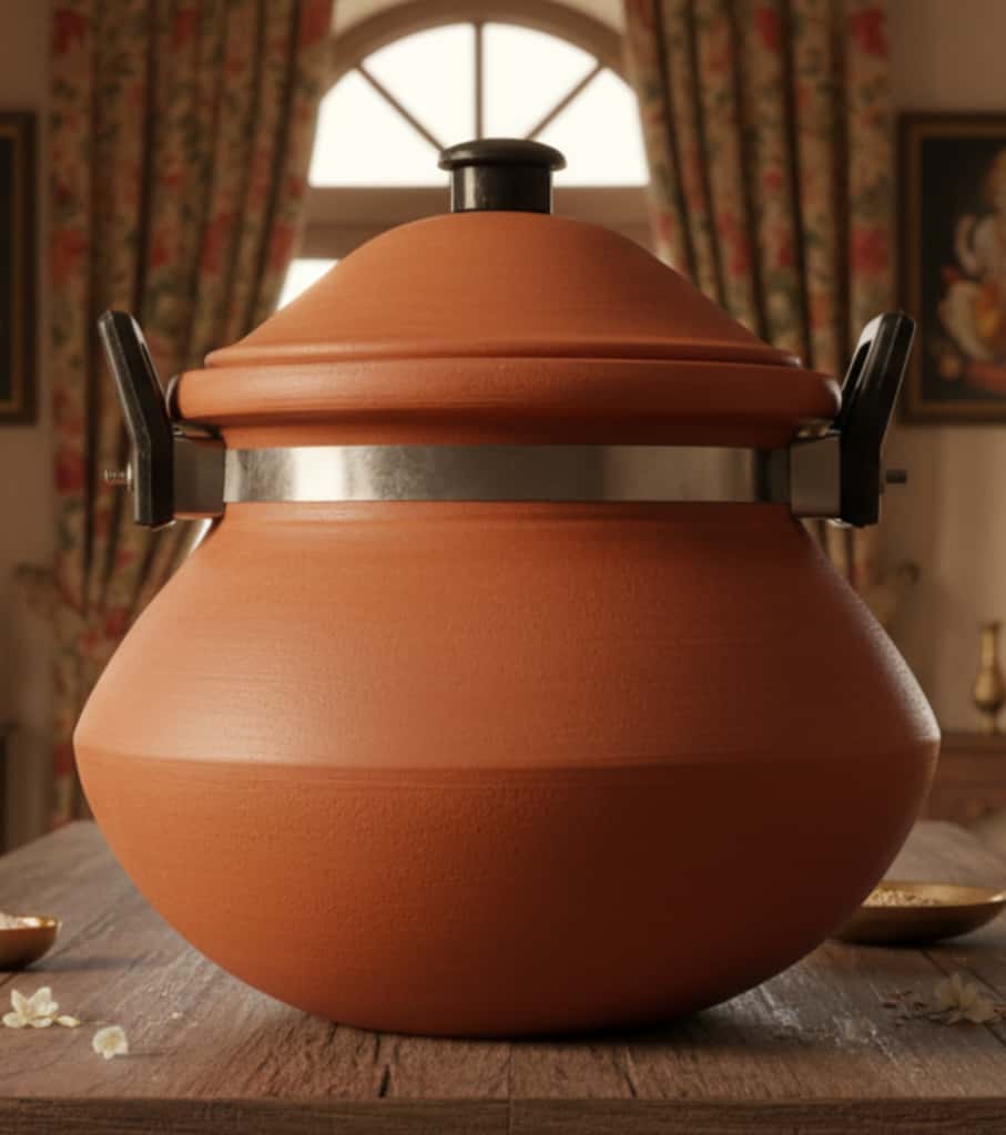 Authentic Handmade Black Clay Pot (6-Litre) – Large Earthen Handi for Healthy Slow Cooking