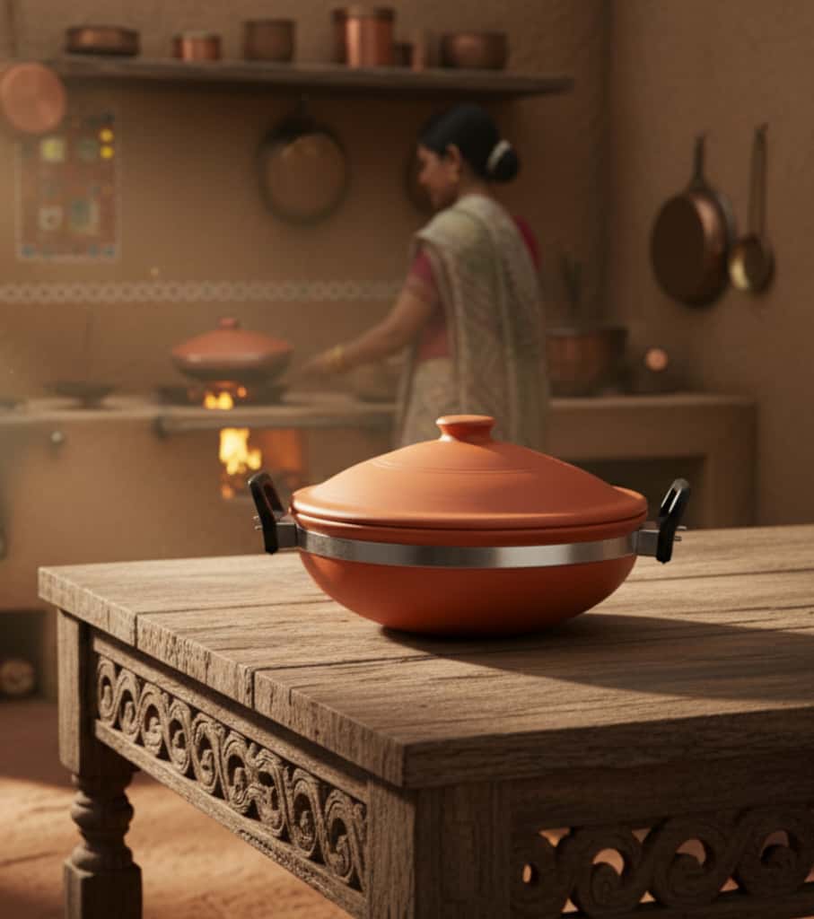 Authentic Handmade Clay Kadai (3-Litre) – Wide Terracotta Pot for Healthy, Traditional Cooking