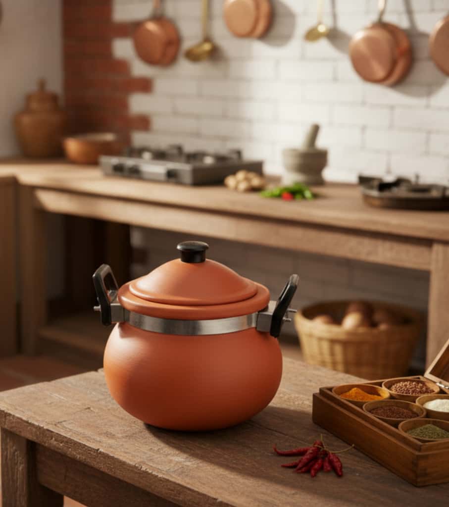Authentic Handmade Clay Pot (2-Litre) – Traditional Terracotta Handi for Healthy Cooking