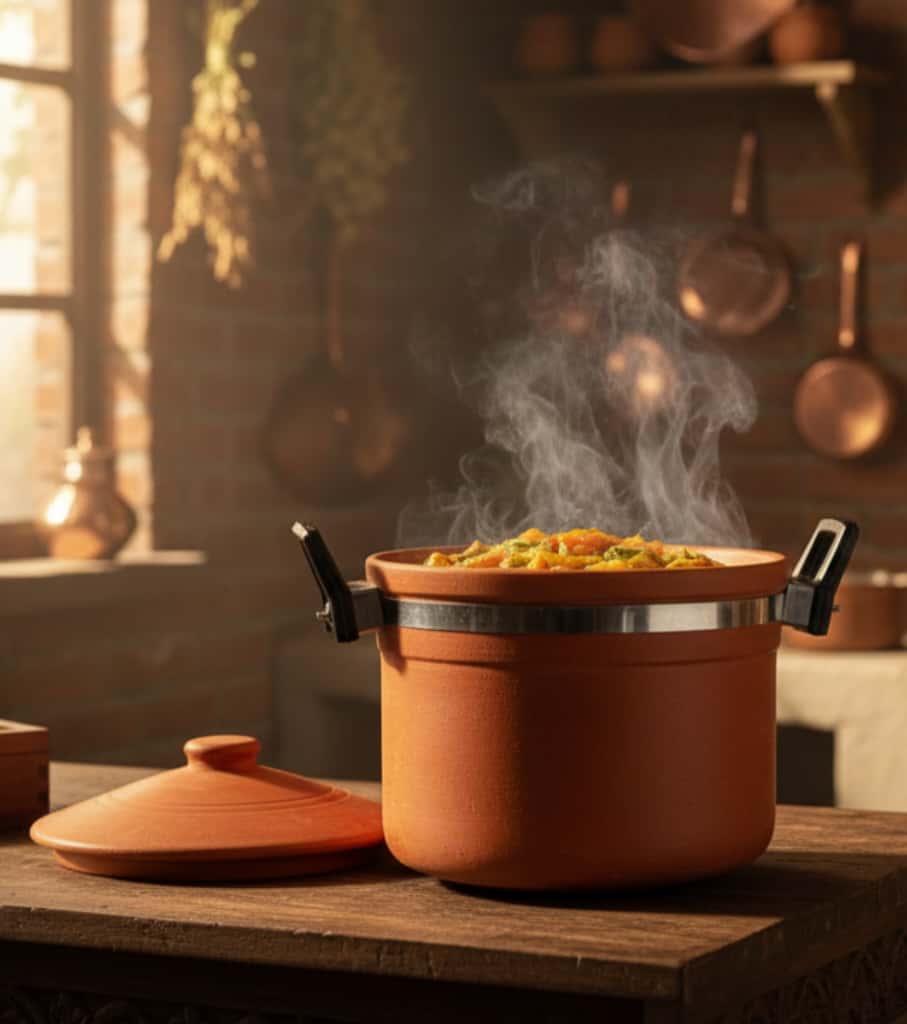 Large Authentic Handmade Clay Pot (4-Litre) – Deep Terracotta Handi for Slow Cooking