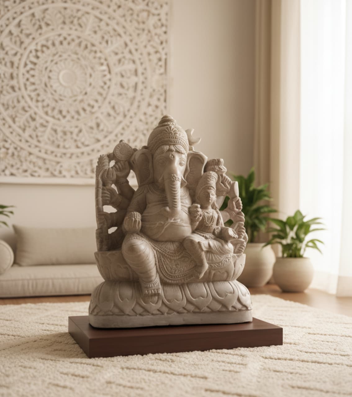 Hand-Carved MahaGanpati Idol (13 Inch) in Odisha Soapstone – Premium Lord Ganesha Statue for Home Décor, Puja & Prosperity