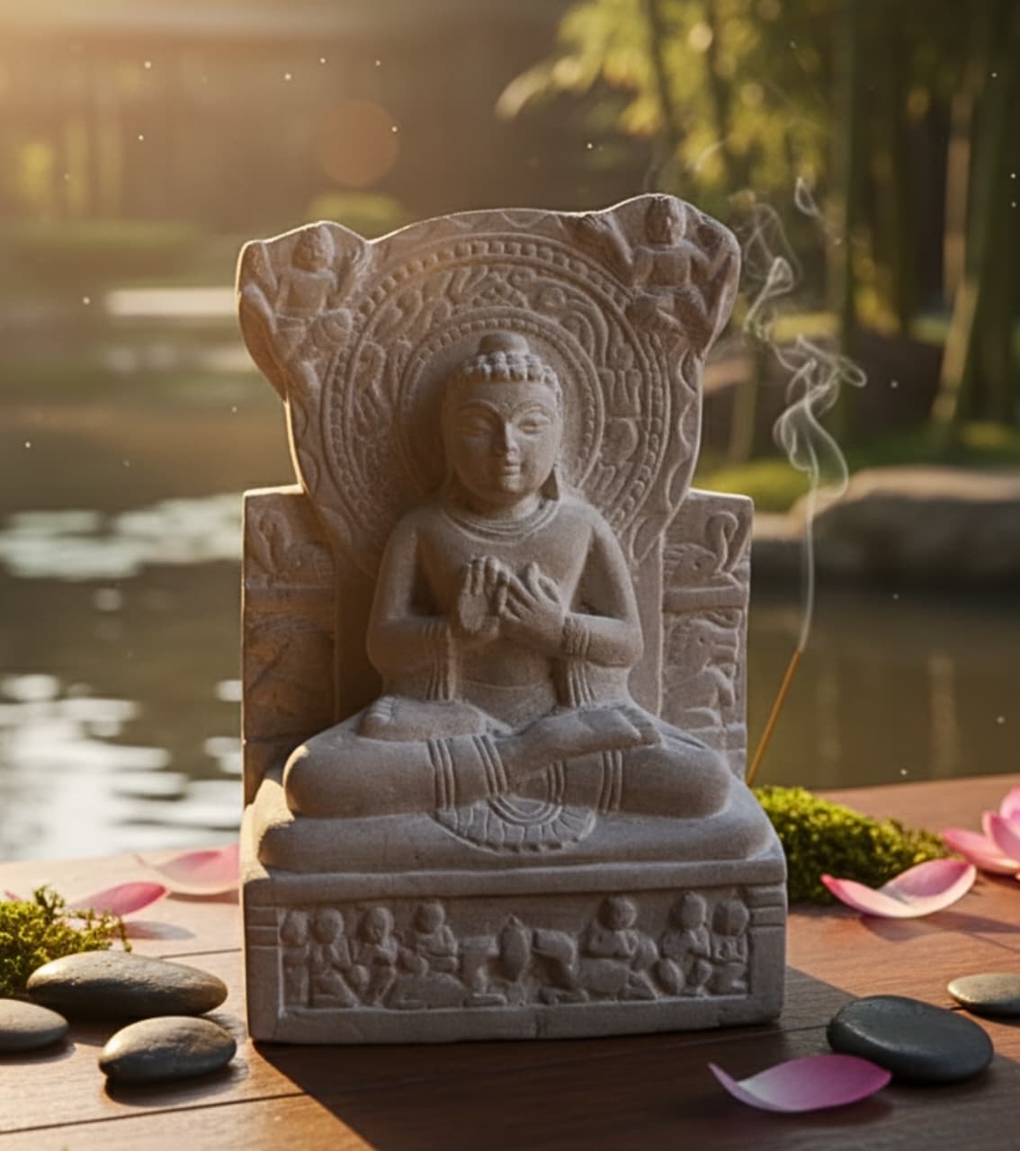 Handcrafted White Sandstone Buddha Statue (9 Inch) – Premium Meditation Idol for Home Décor, Serenity & Spiritual Gifts