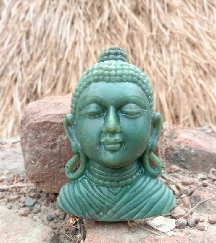 Odisha Green Stone Carving – Buddha Head