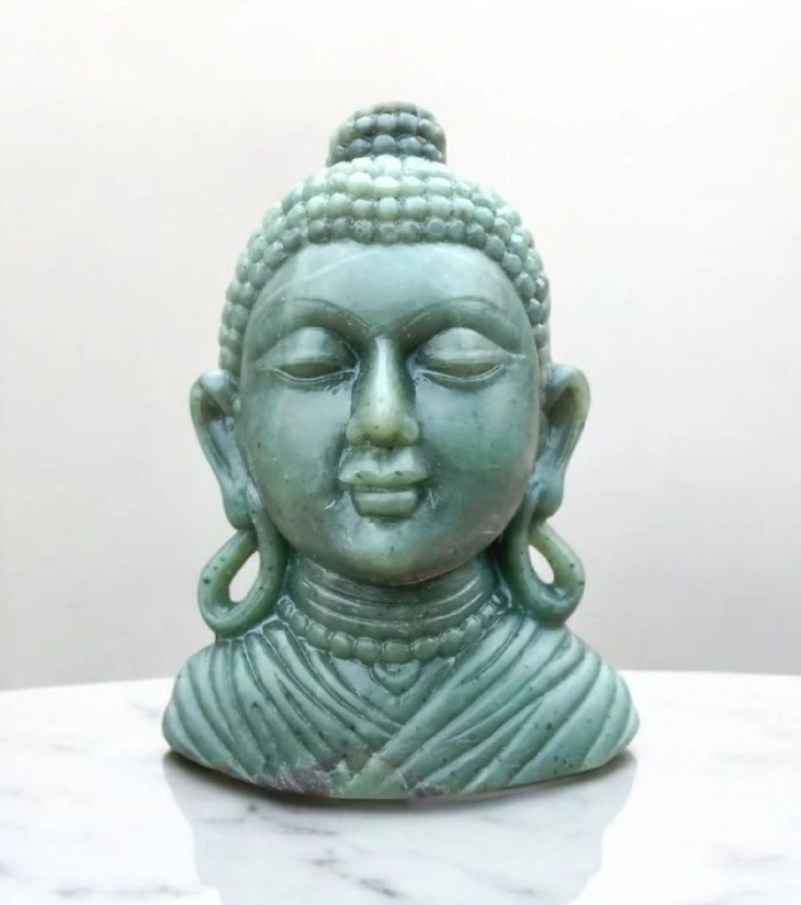 Odisha Green Stone Carving – Buddha Head