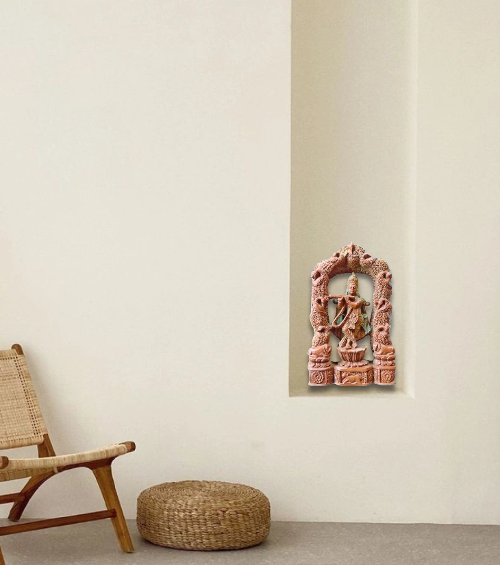 Odisha Soapstone Carving – Krishna with Peacocks