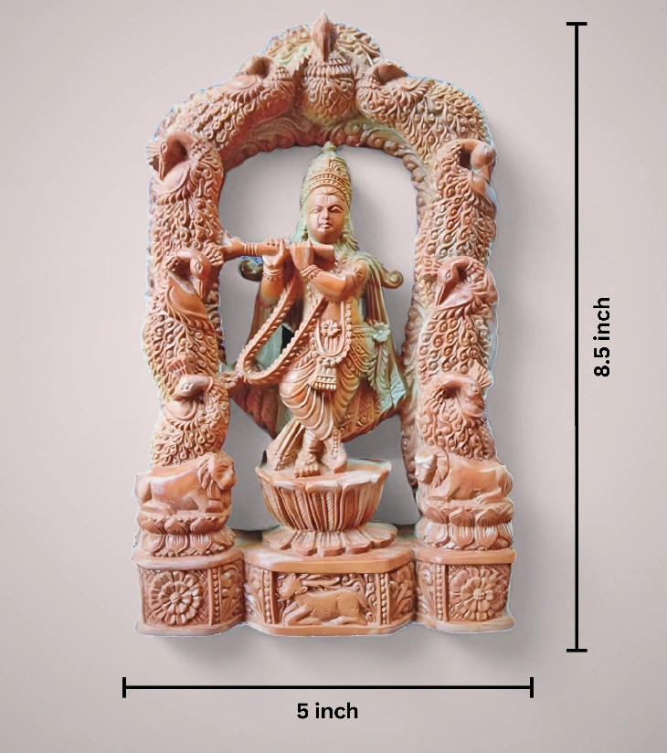 Odisha Soapstone Carving – Krishna with Peacocks