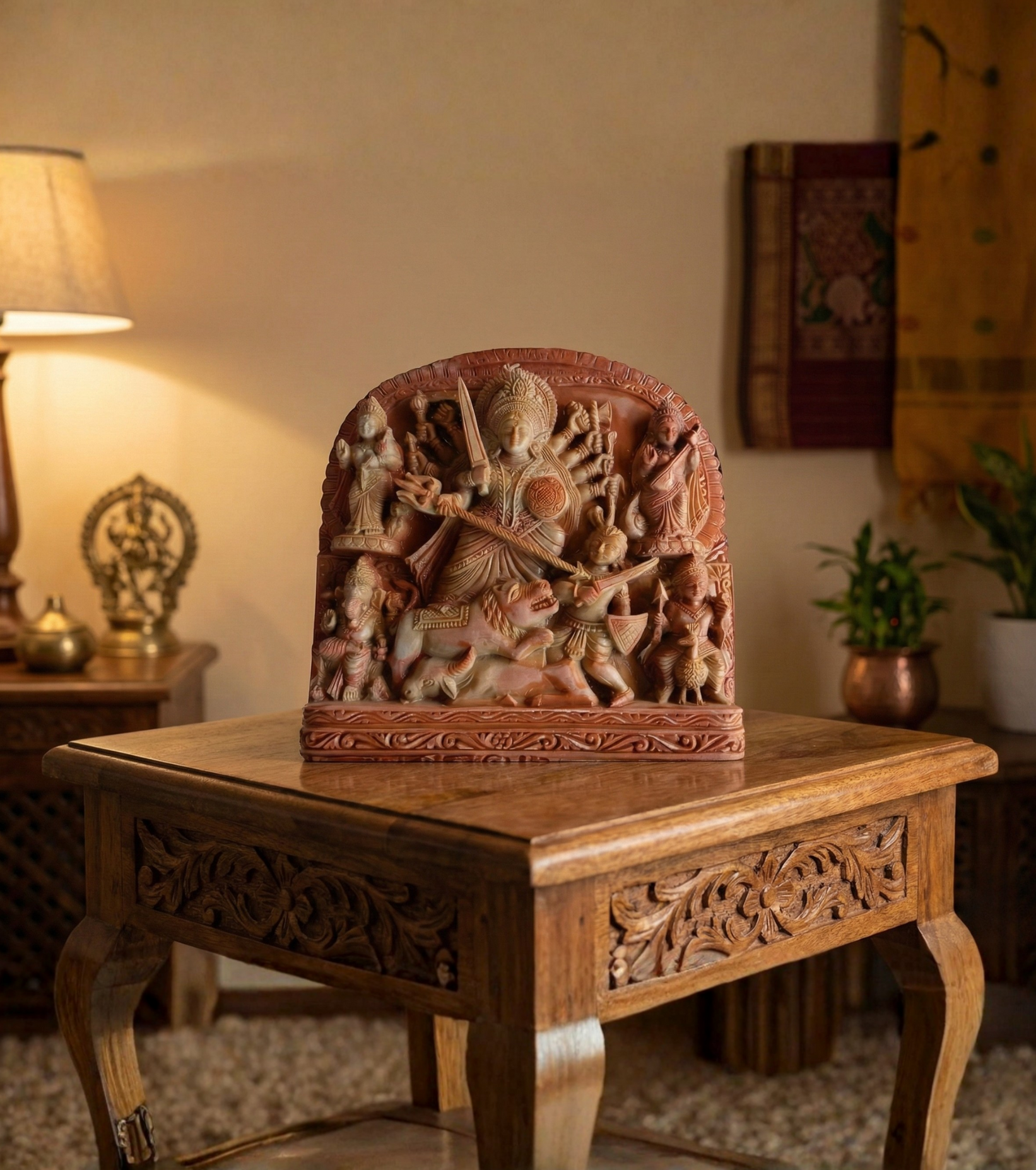 Soapstone carving – Goddess Durga Panel