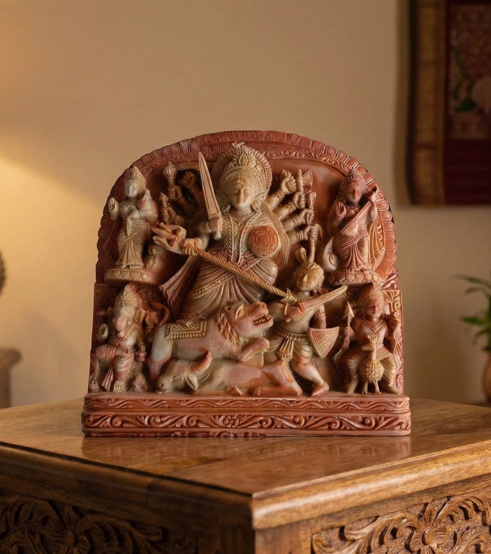 Soapstone carving – Goddess Durga Panel