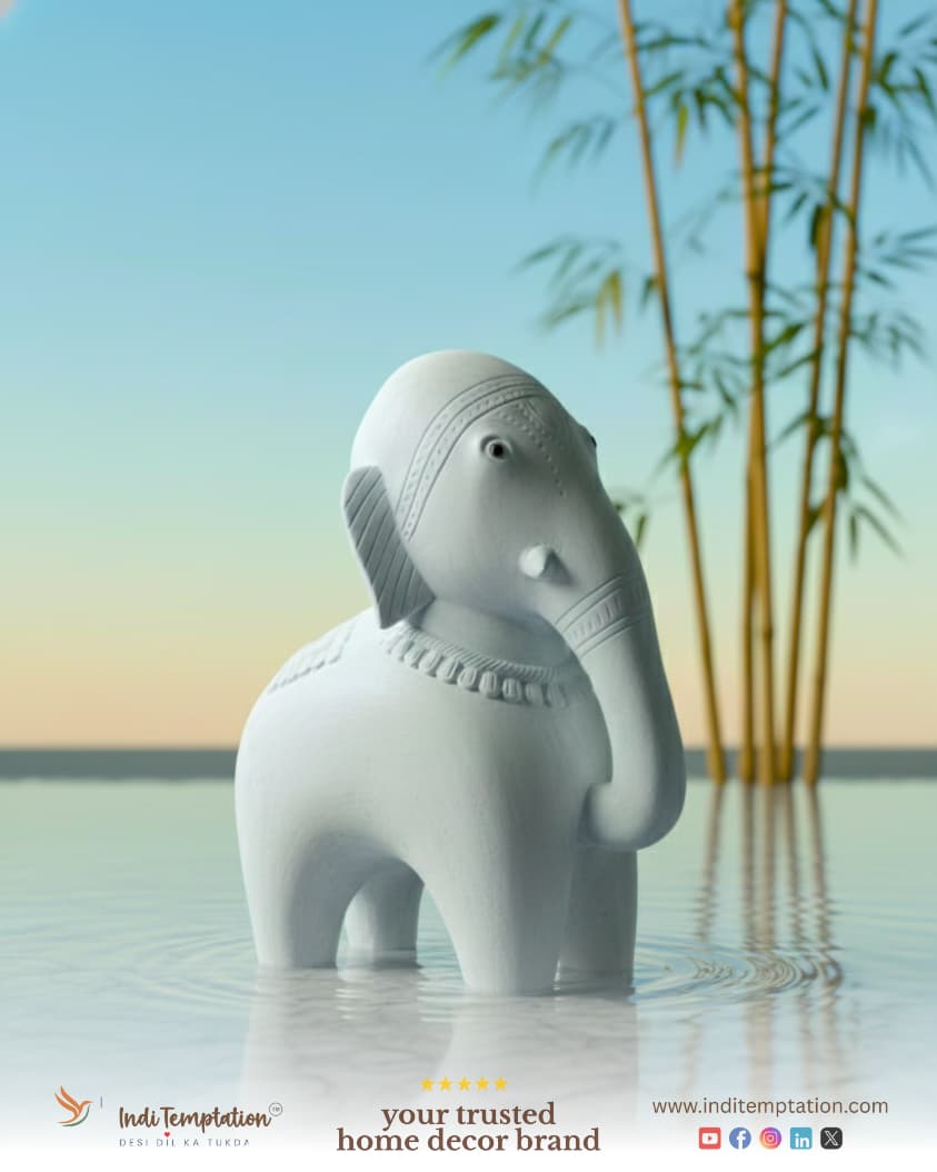 Premium Authentic Handmade Soapstone Carving – Royal Elephant & Horse Statue Set