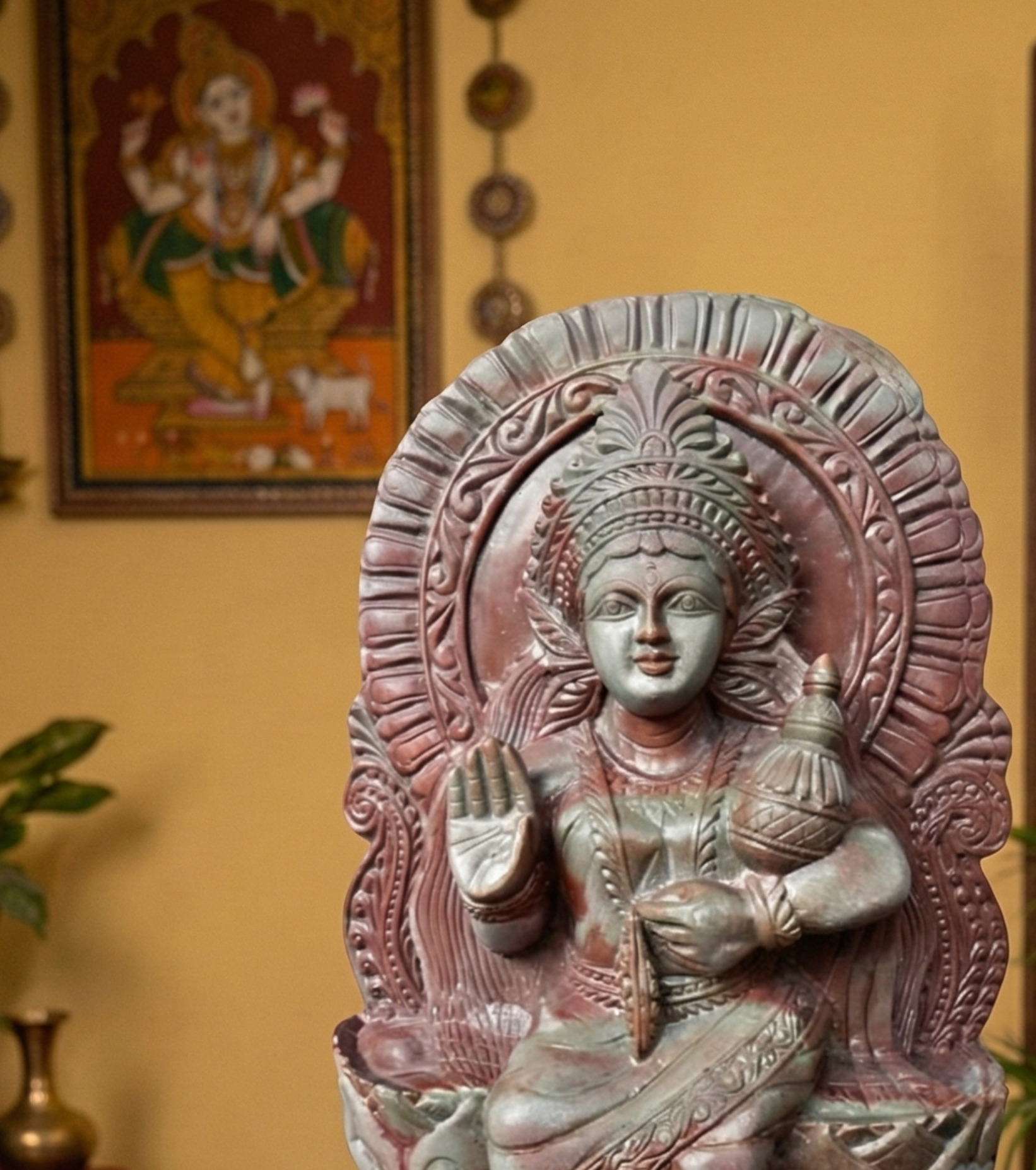 Premium Authentic Handmade Soapstone Carving – Goddess Lakshmi Devi Idol (5