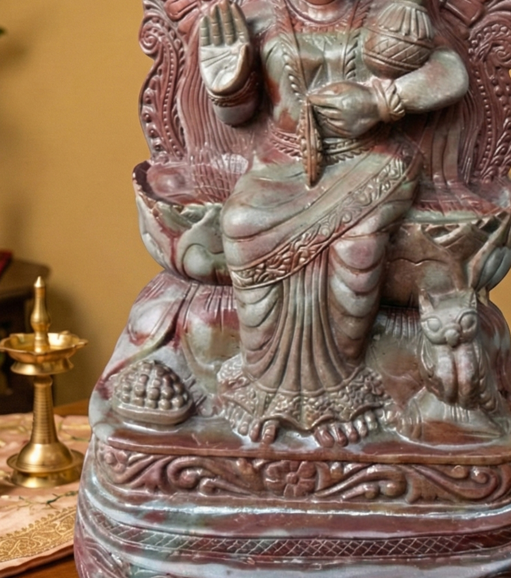 Premium Authentic Handmade Soapstone Carving – Goddess Lakshmi Devi Idol (5