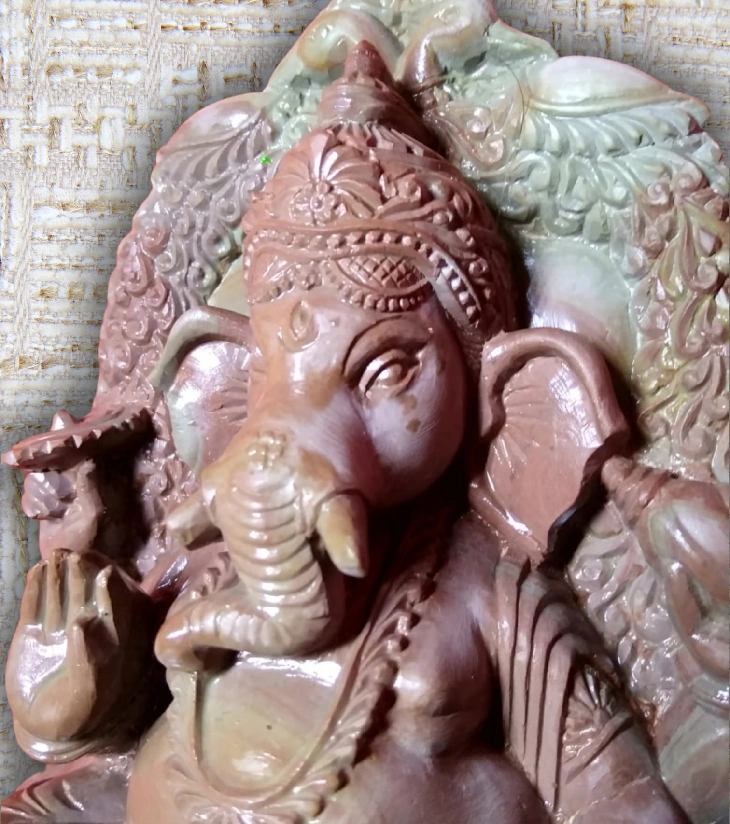 Premium Authentic Handmade Soapstone Carving – Lord Ganesha on Throne (5.5