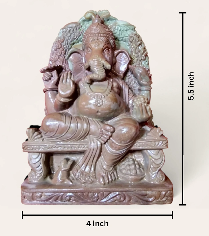 Premium Authentic Handmade Soapstone Carving – Lord Ganesha on Throne (5.5