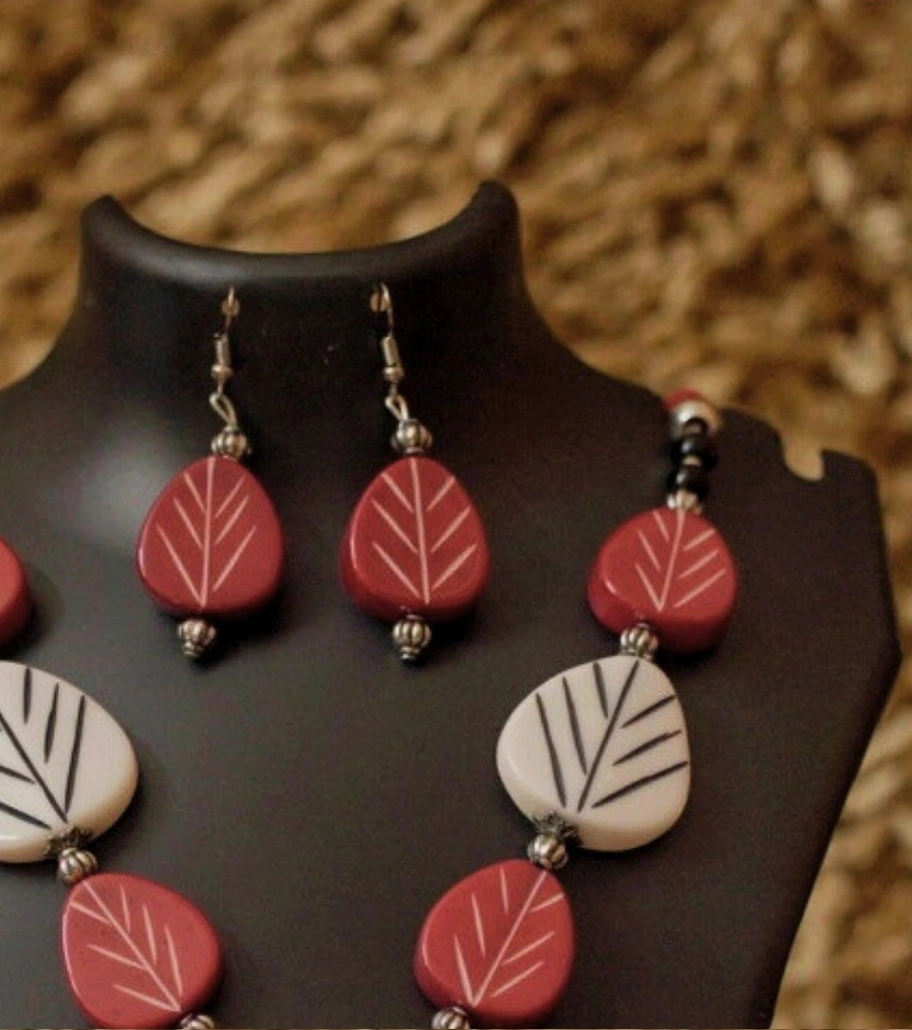 Premium Handmade Terracotta Jewelry – Vighnaharta TerraSet Necklace Set with Matching Earrings