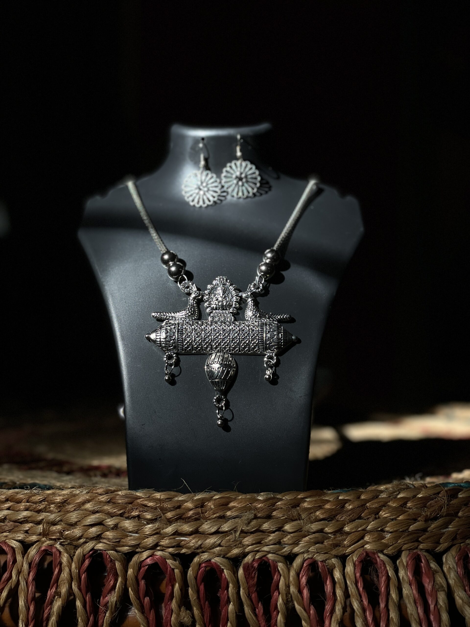 Premium Authentic Oxidized Tribal Jewelry – Vajra Gaatha Necklace Set with Earrings