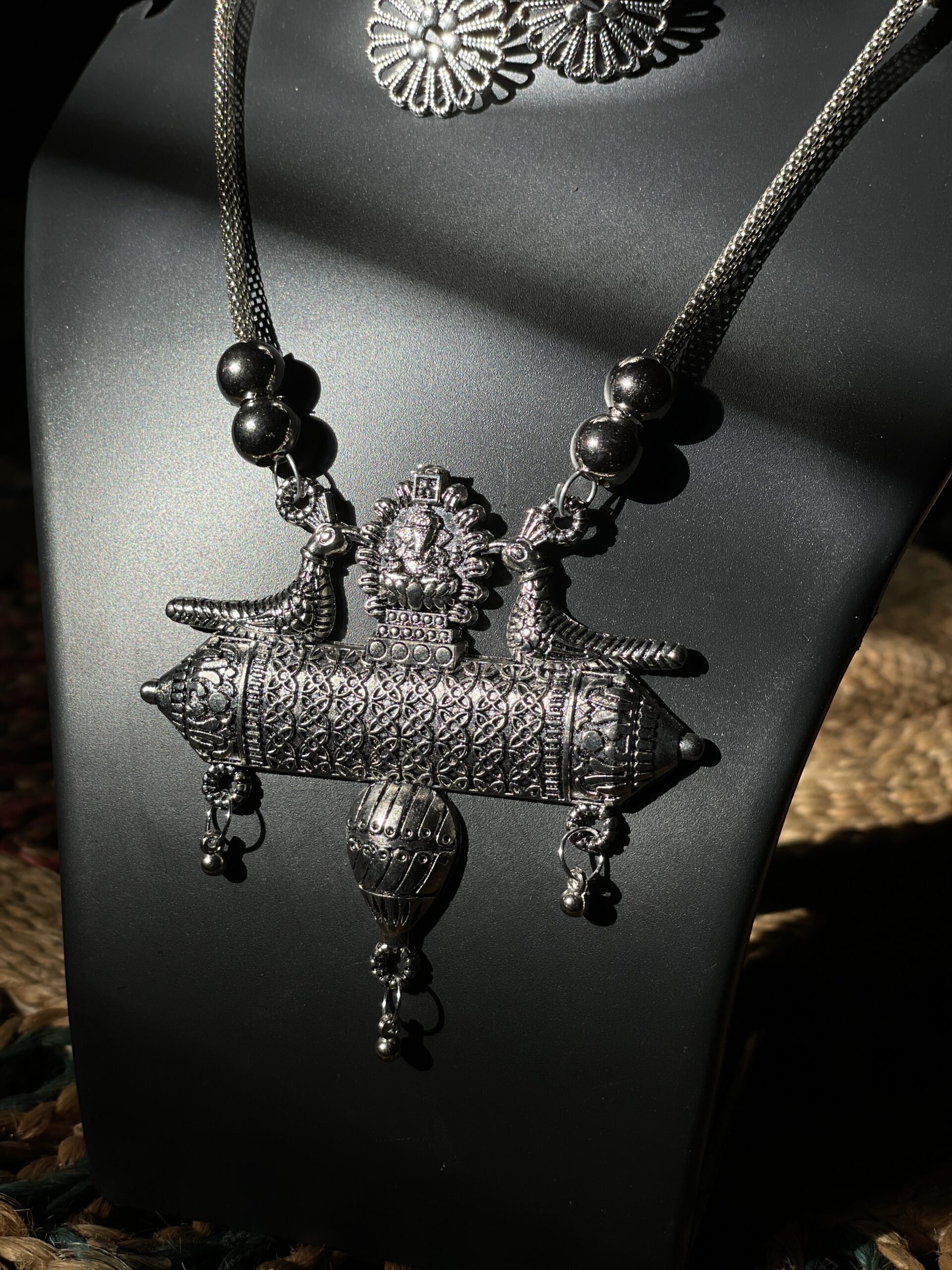 Premium Authentic Oxidized Tribal Jewelry – Vajra Gaatha Necklace Set with Earrings
