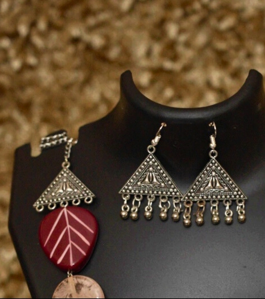 Premium Authentic Oxidized Tribal Jewelry – Tribal Radiance Necklace Set with Earrings