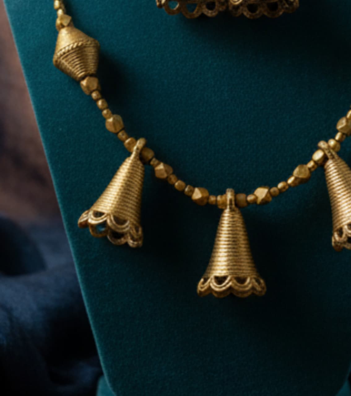 Premium Authentic All-Brass Dokra Jewelry – The Heritage Bells Necklace Set with Earrings