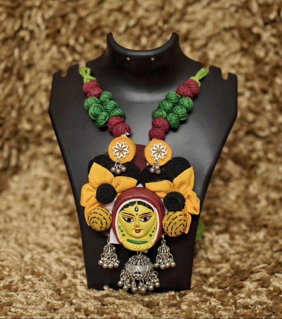 Premium Handcrafted Textile Jewelry – Devi Diva Handcrafted Necklace Set with Earrings
