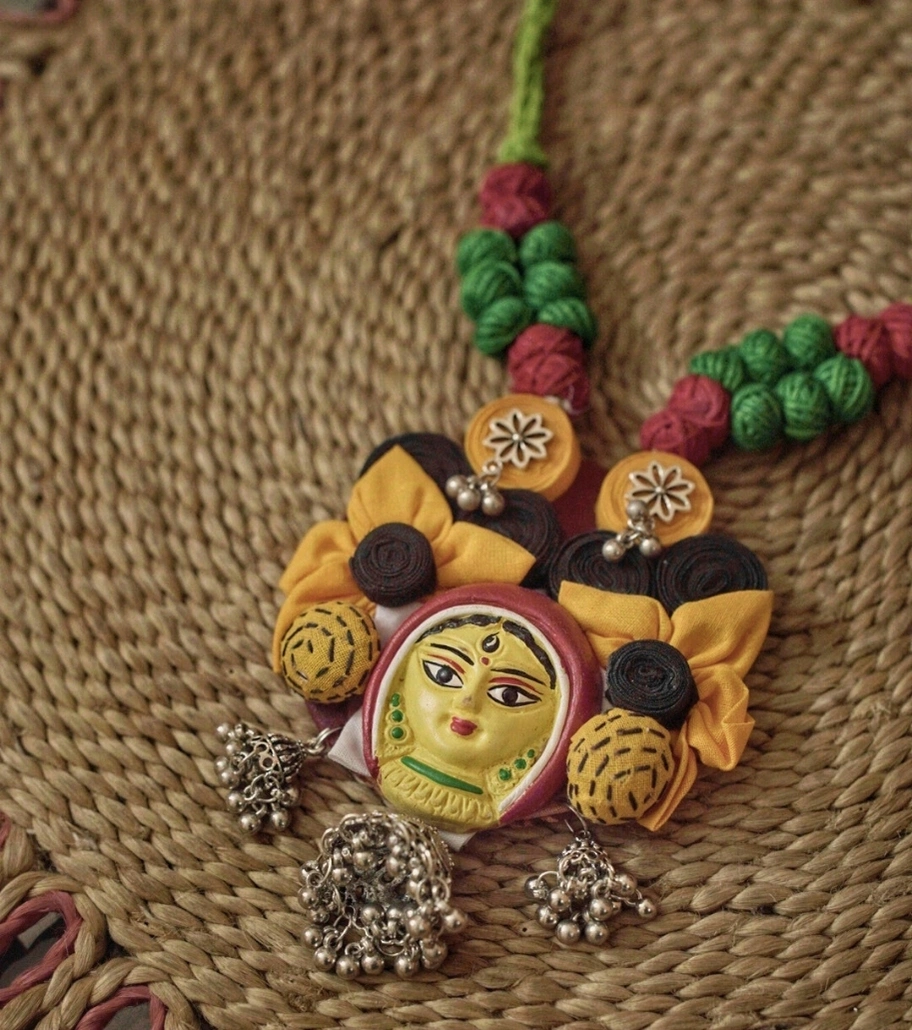 Premium Handcrafted Textile Jewelry – Devi Diva Handcrafted Necklace Set with Earrings