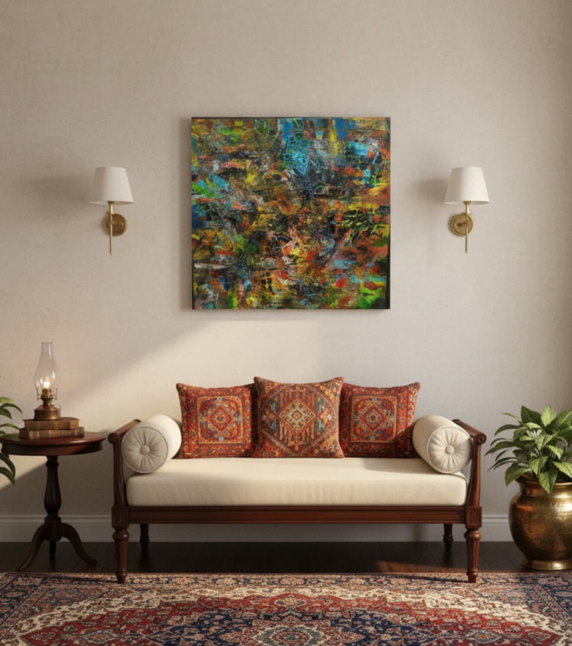 Premium Original Abstract Art – Urban Symphony by Vikram Kumar Mukherjee (36"x36" Acrylic Impasto Painting)