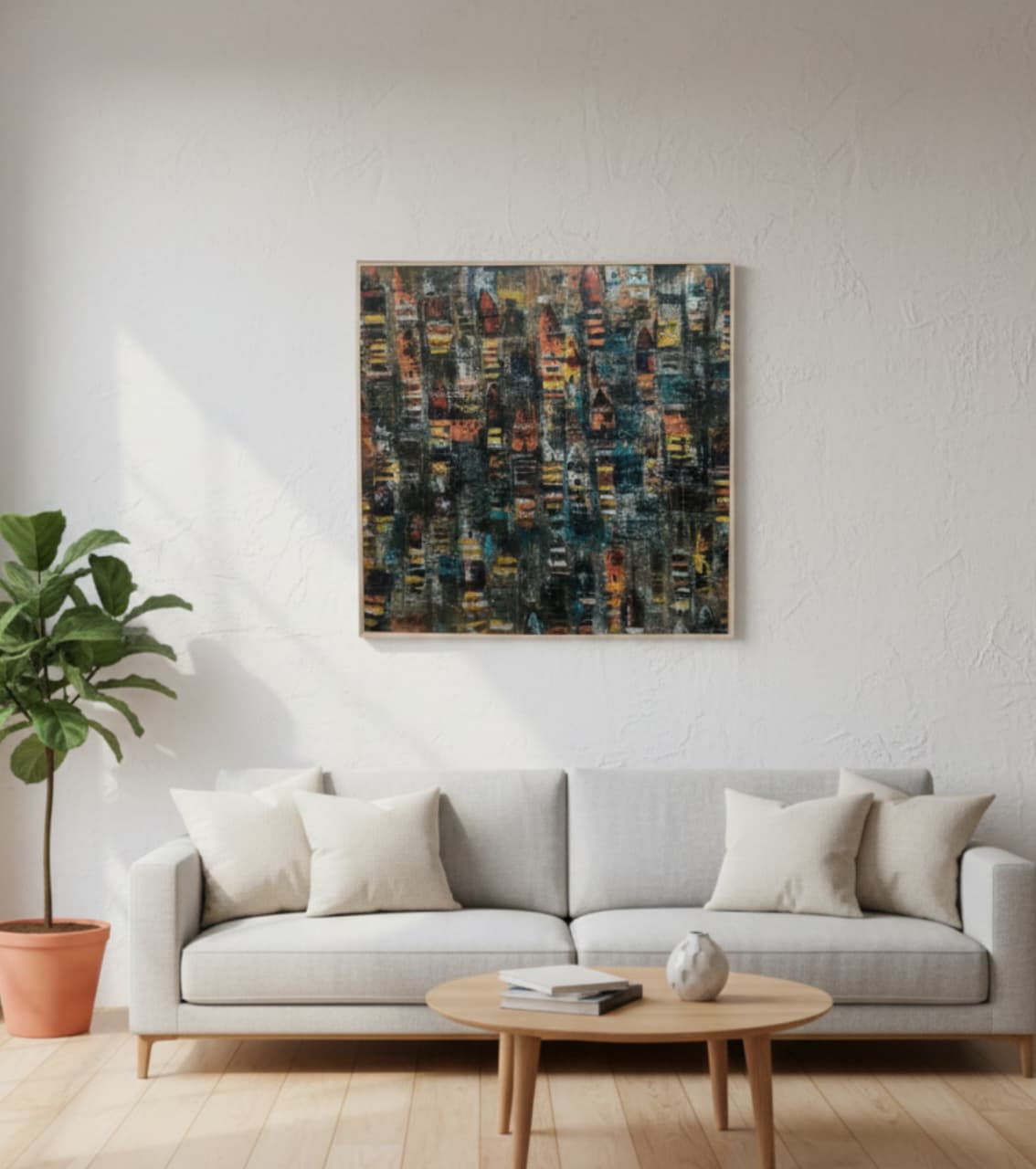 Premium Original Contemporary Art – Abstract by Vikram Kumar Mukherjee (36"x36" Acrylic Impasto Painting)