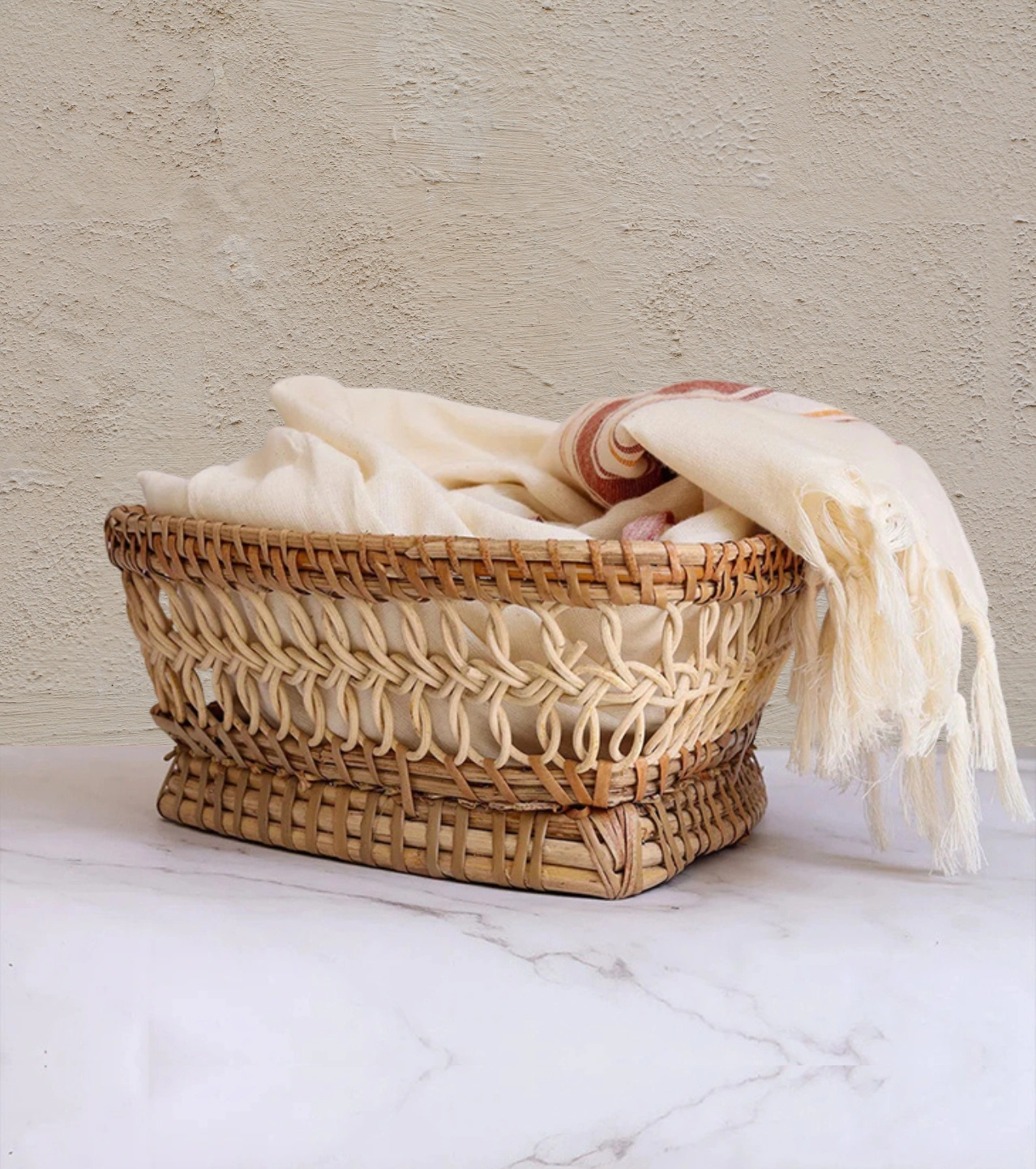 Handcrafted Cane Woven Triangular Utility Basket