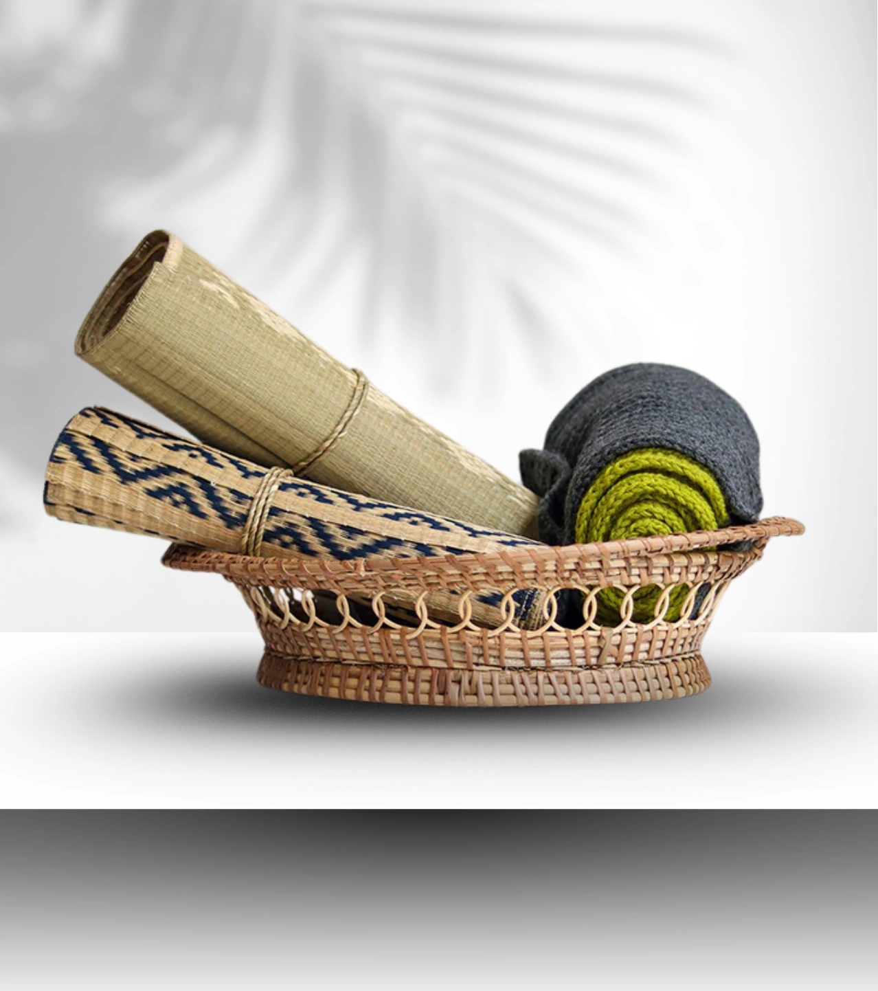 Artisan Hand-Woven Cane Oval Utility & Decor Basket