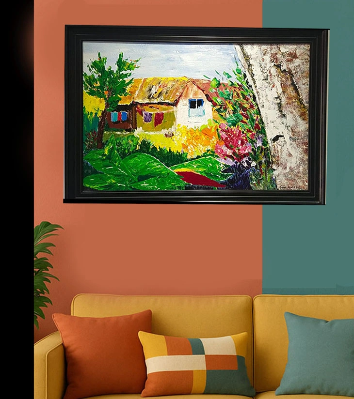Premium Original Pastoral Art – Sunrise Square: Ruralside by Samhita Bhaumik (24