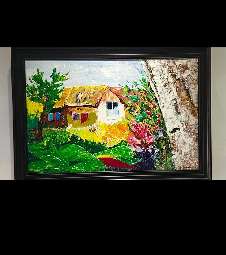 Premium Original Pastoral Art – Sunrise Square: Ruralside by Samhita Bhaumik (24