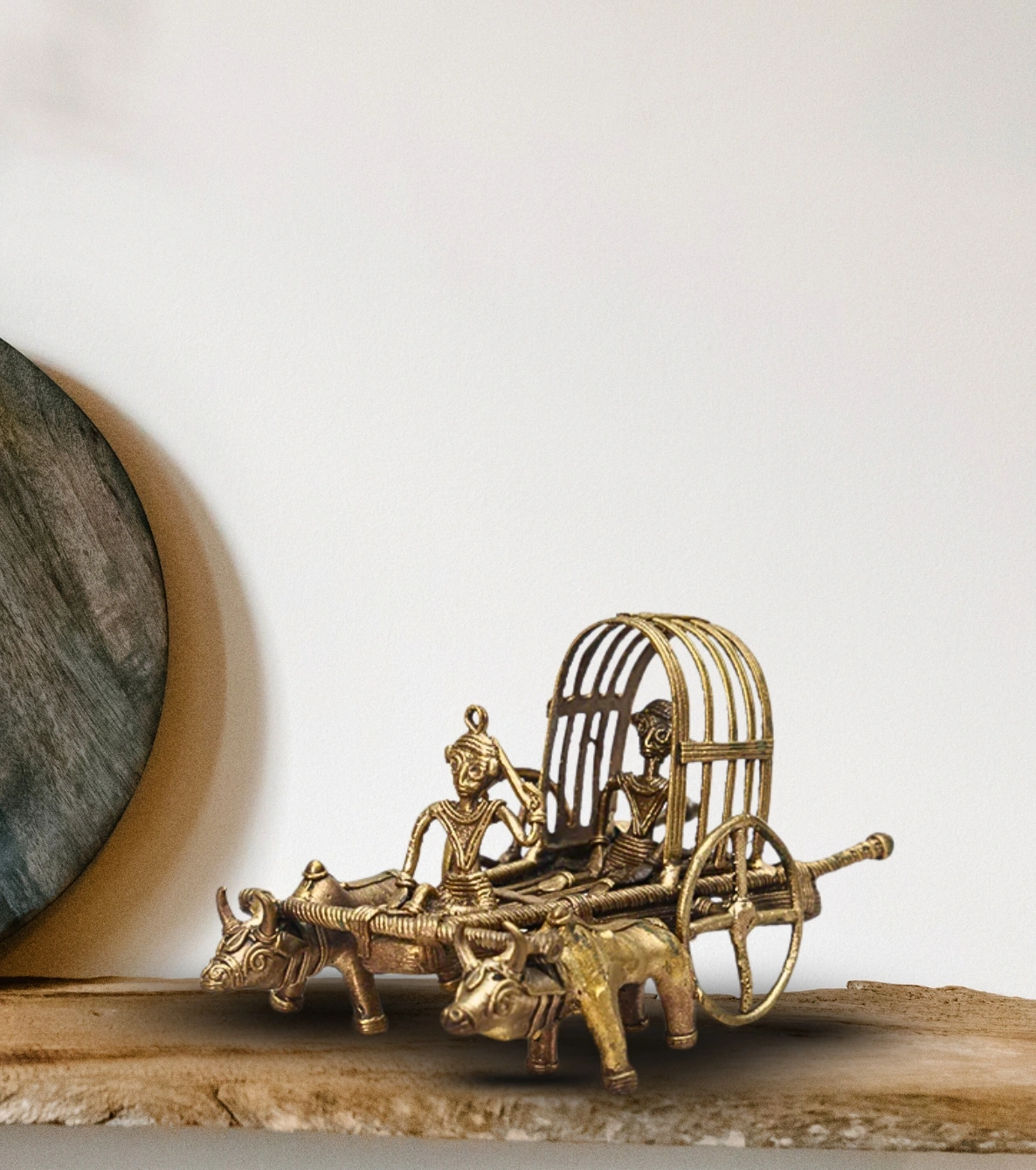 Heritage Dokra Cow Cart – Handcrafted Brass Bull-Cart Figurine