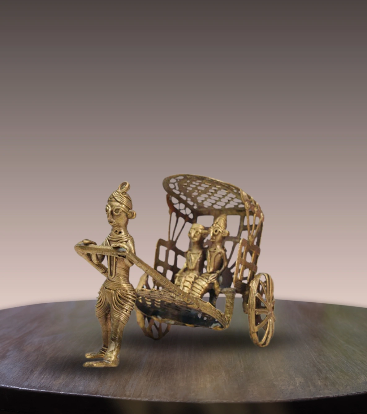 Heritage Dokra Hand-Pulled Rickshaw – Handcrafted Brass Narrative Sculpture