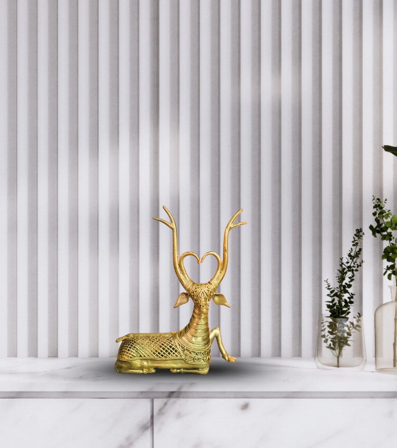 Heritage Dokra Seated Deer – Handcrafted Brass Wildlife Sculpture