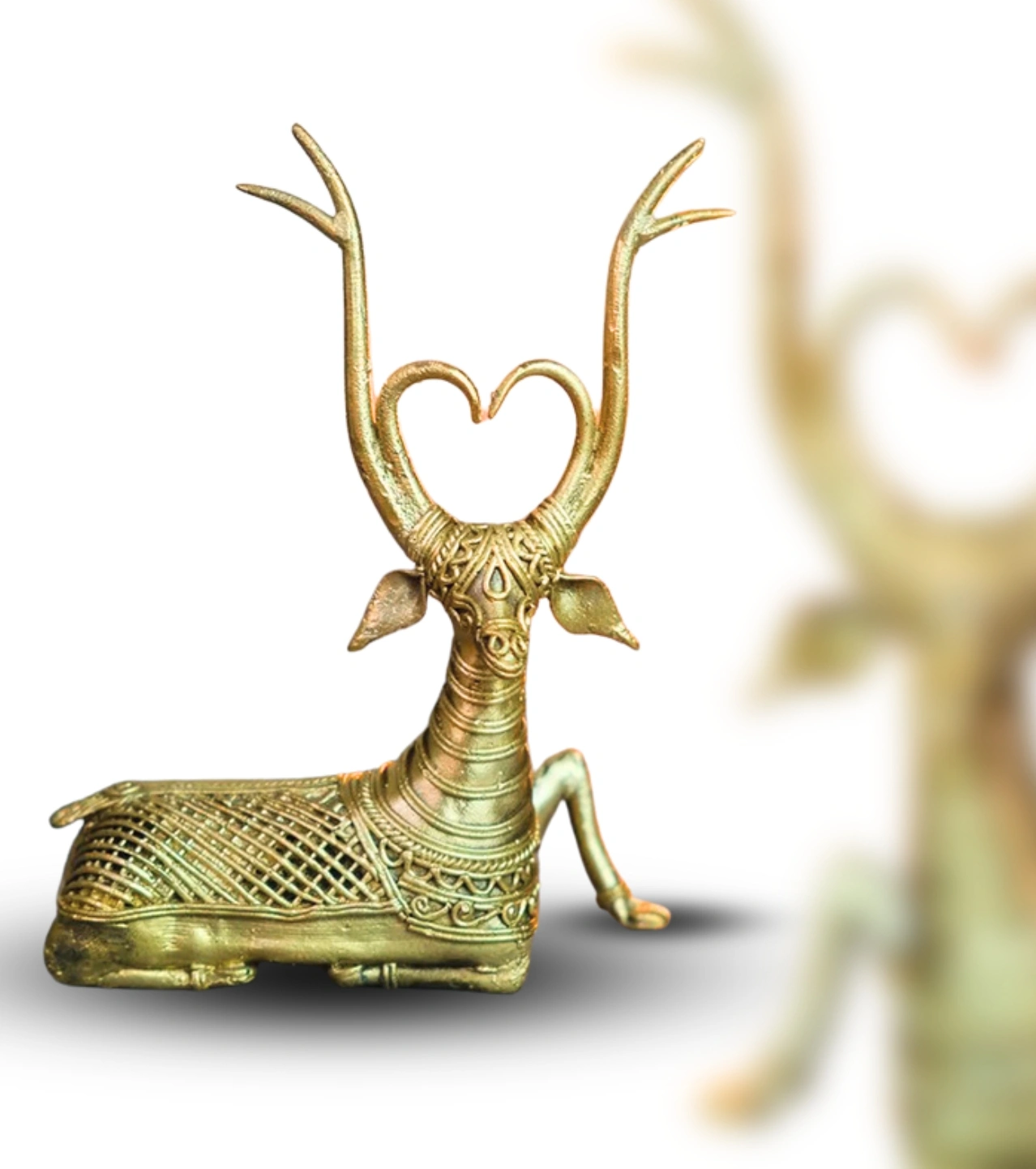 Heritage Dokra Seated Deer – Handcrafted Brass Wildlife Sculpture