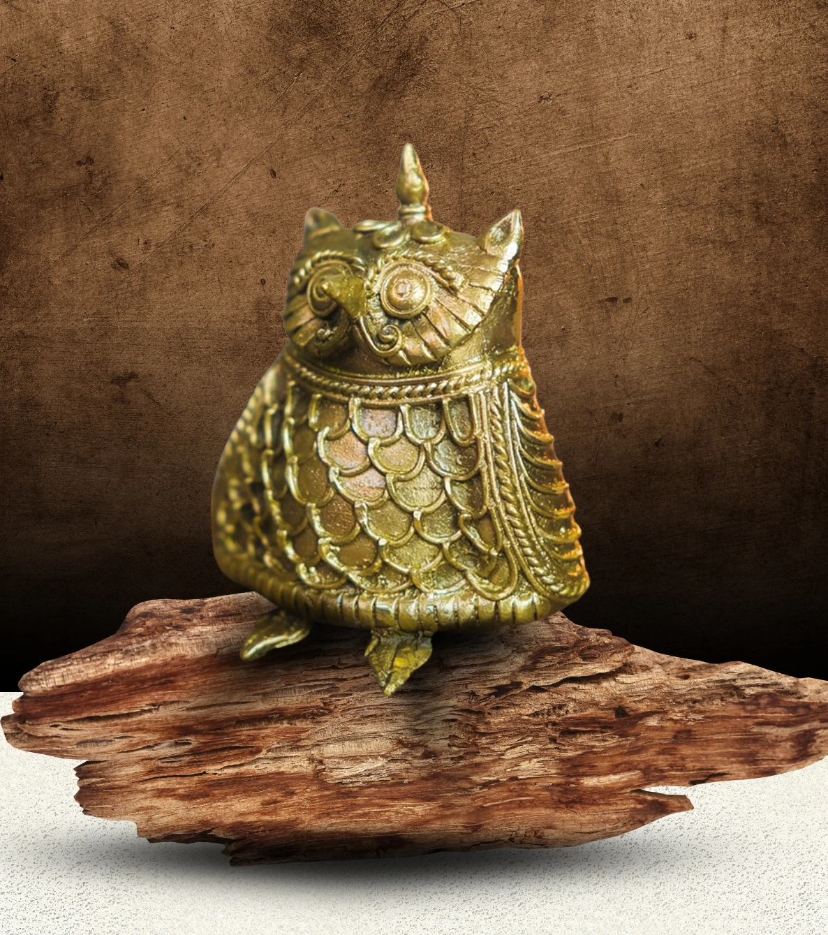 Heritage Dokra Small Owl – Handcrafted Brass Wisdom Figurine