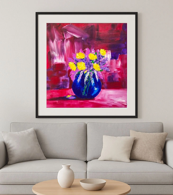 Premium Original Floral Art – Flower: Bold Floral Still Life Art by Samhita Bhaumik (20"x22" Framed Acrylic Canvas)