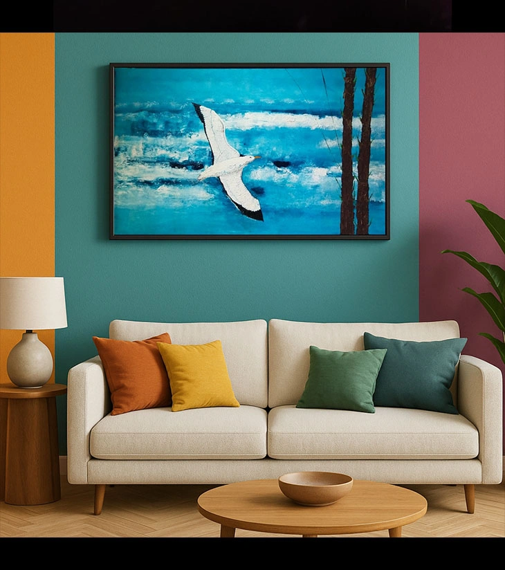 Premium Original Coastal Art – Flight of Freedom by Samhita Bhaumik (2ft x 3ft Acrylic Seascape Canvas)