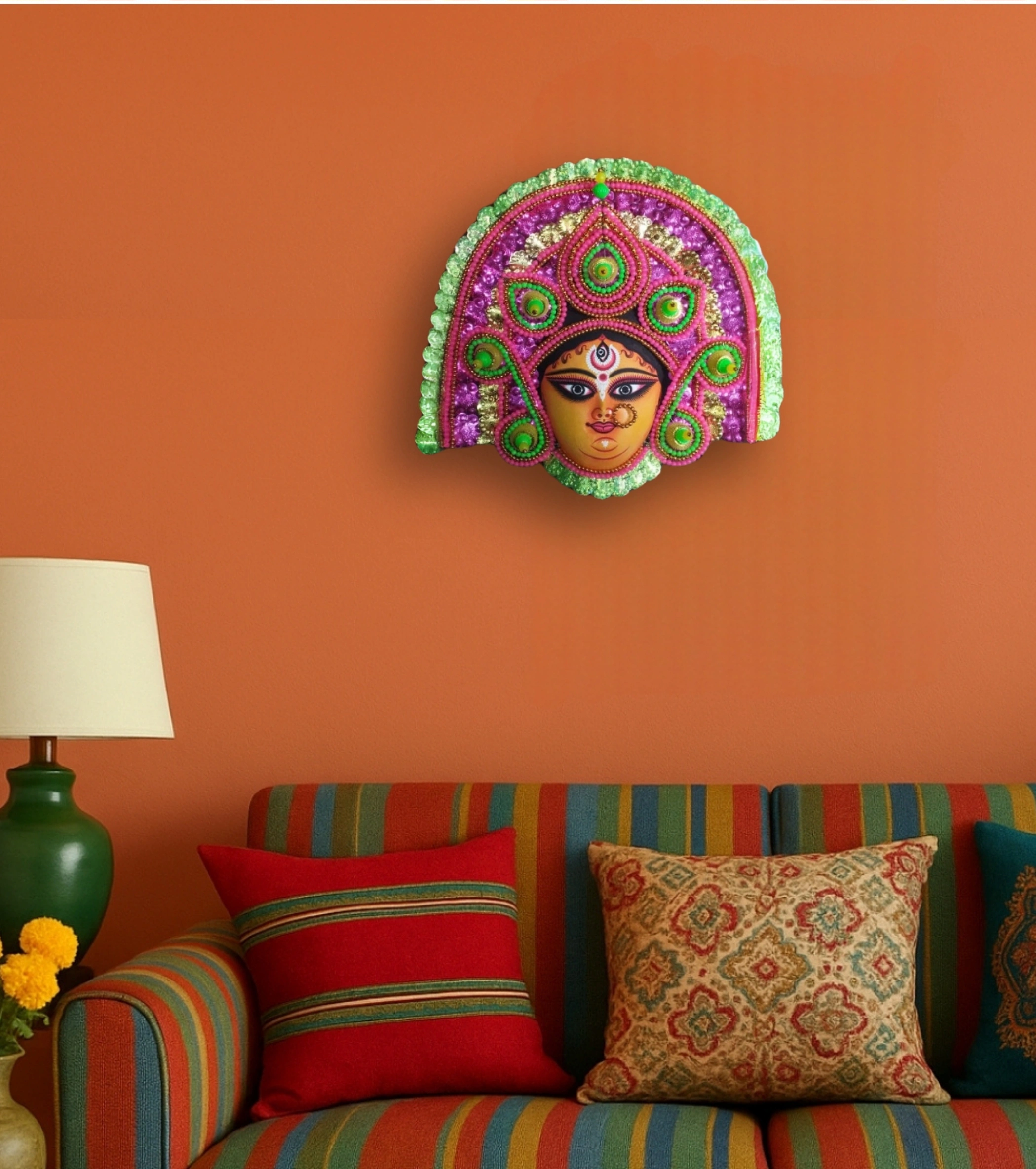 Rangmaya Devi Mukhosh – Golden Radiance Chhau Mask