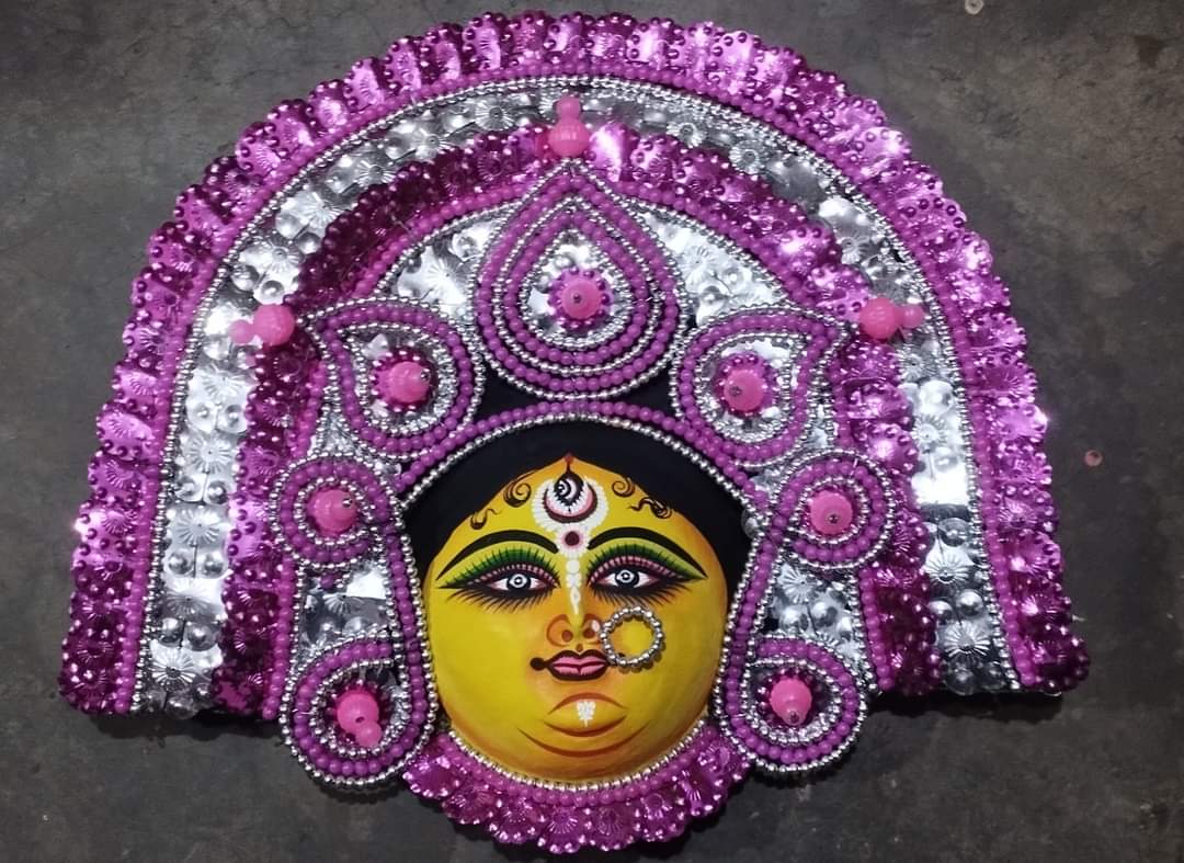 Rangmaya Devi Mukhosh – Silver & Magenta Heritage Chhau Mask