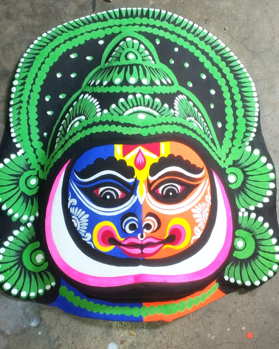 ShyamRang – The Dual-Spirit Kathakali Chhau Mask (Green Crown Edition)