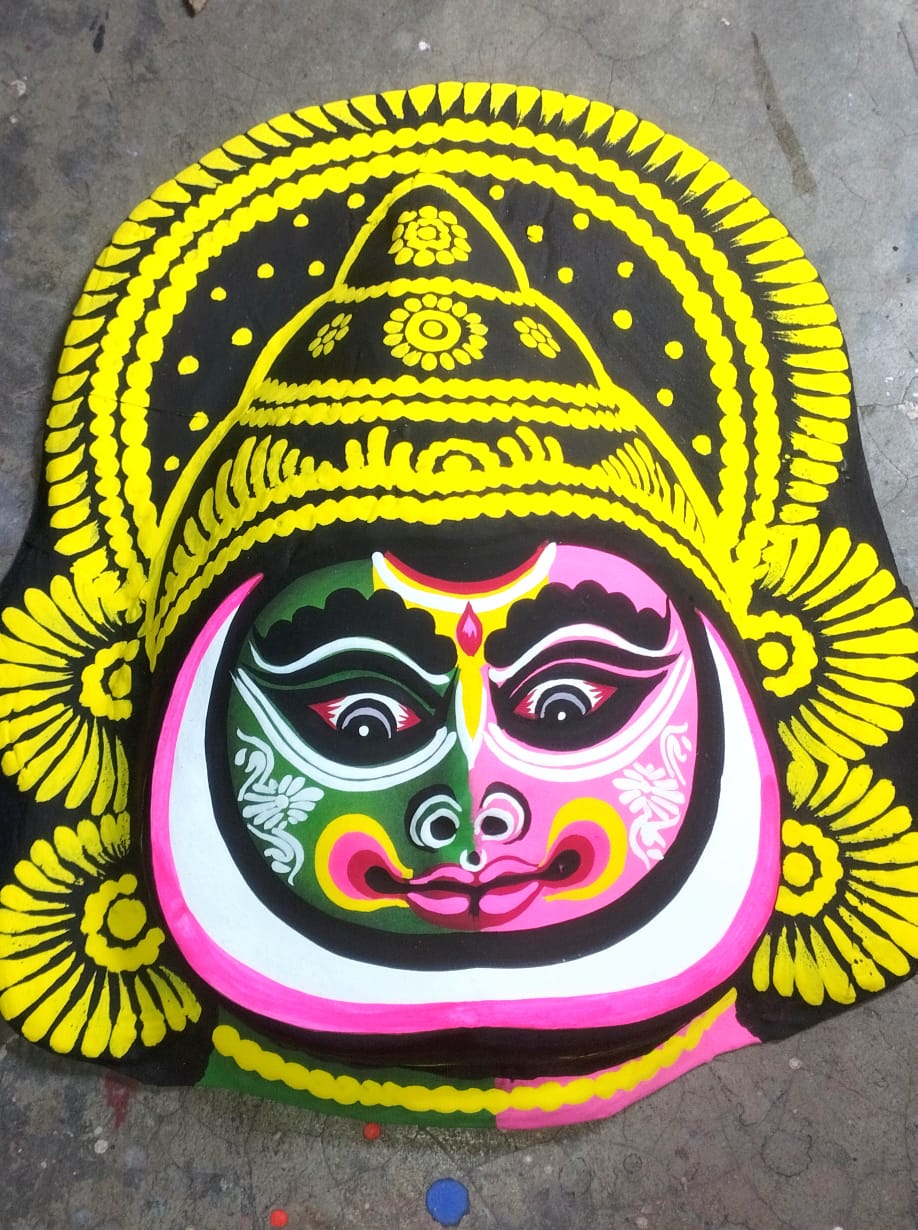 ShyamRang – The Radiant Fusion Chhau Mask (Yellow Crown Edition)