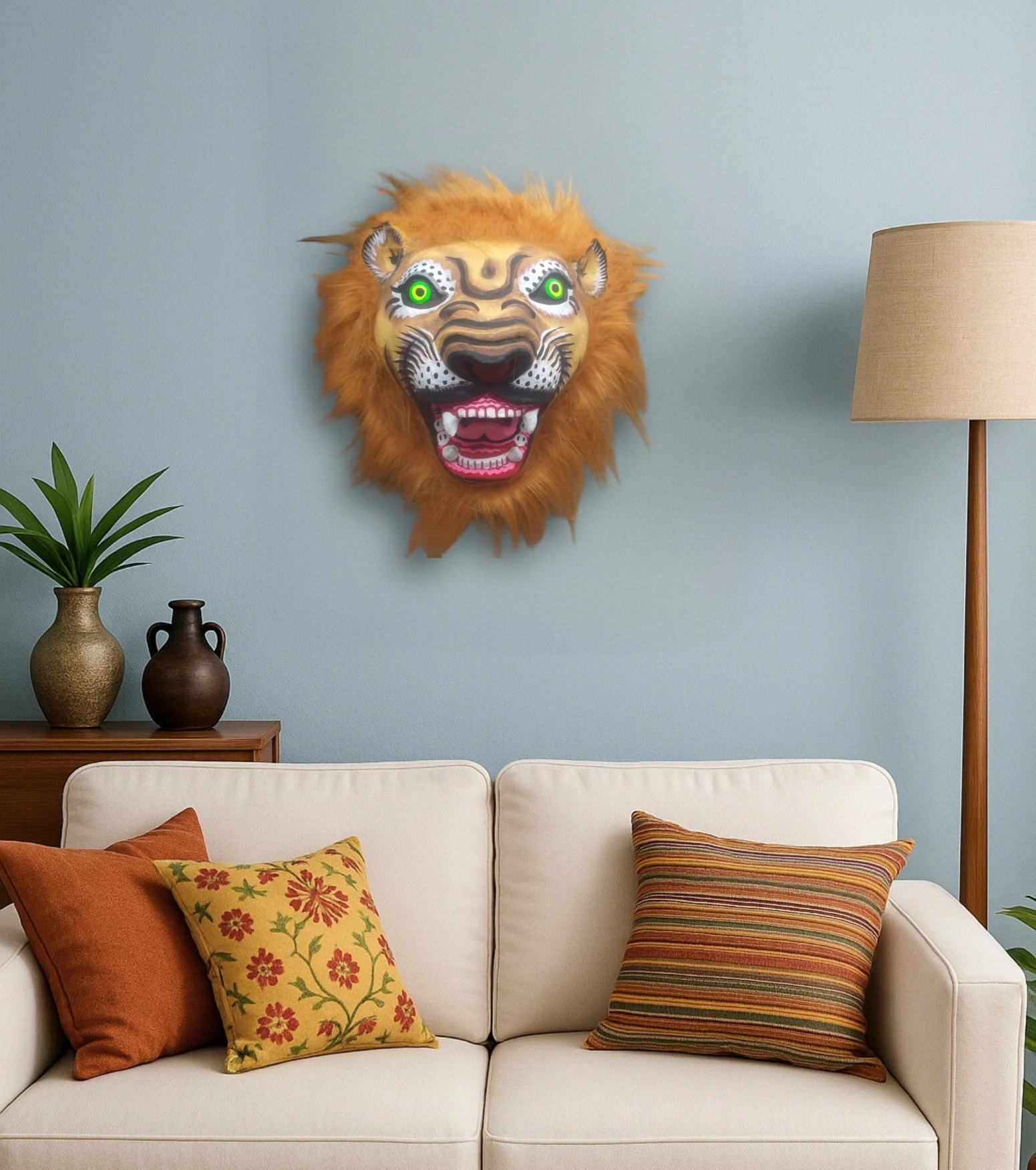 Simha Chhau Mask – The Roar of Purulia (Handcrafted Lion Wall Art)
