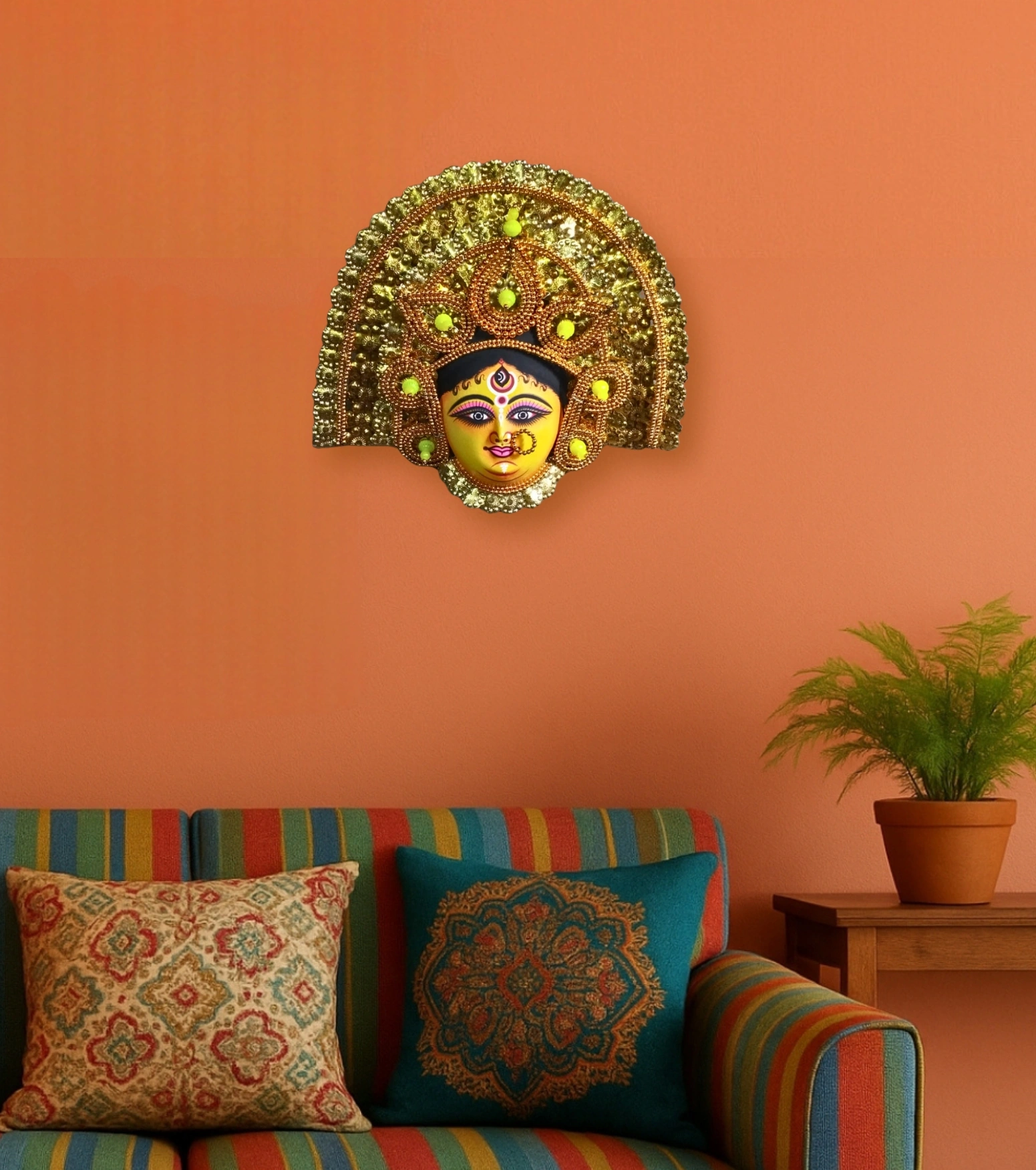 Swarna Shakti – Golden Radiance Chhau Mukhosh (Goddess Durga Mask)
