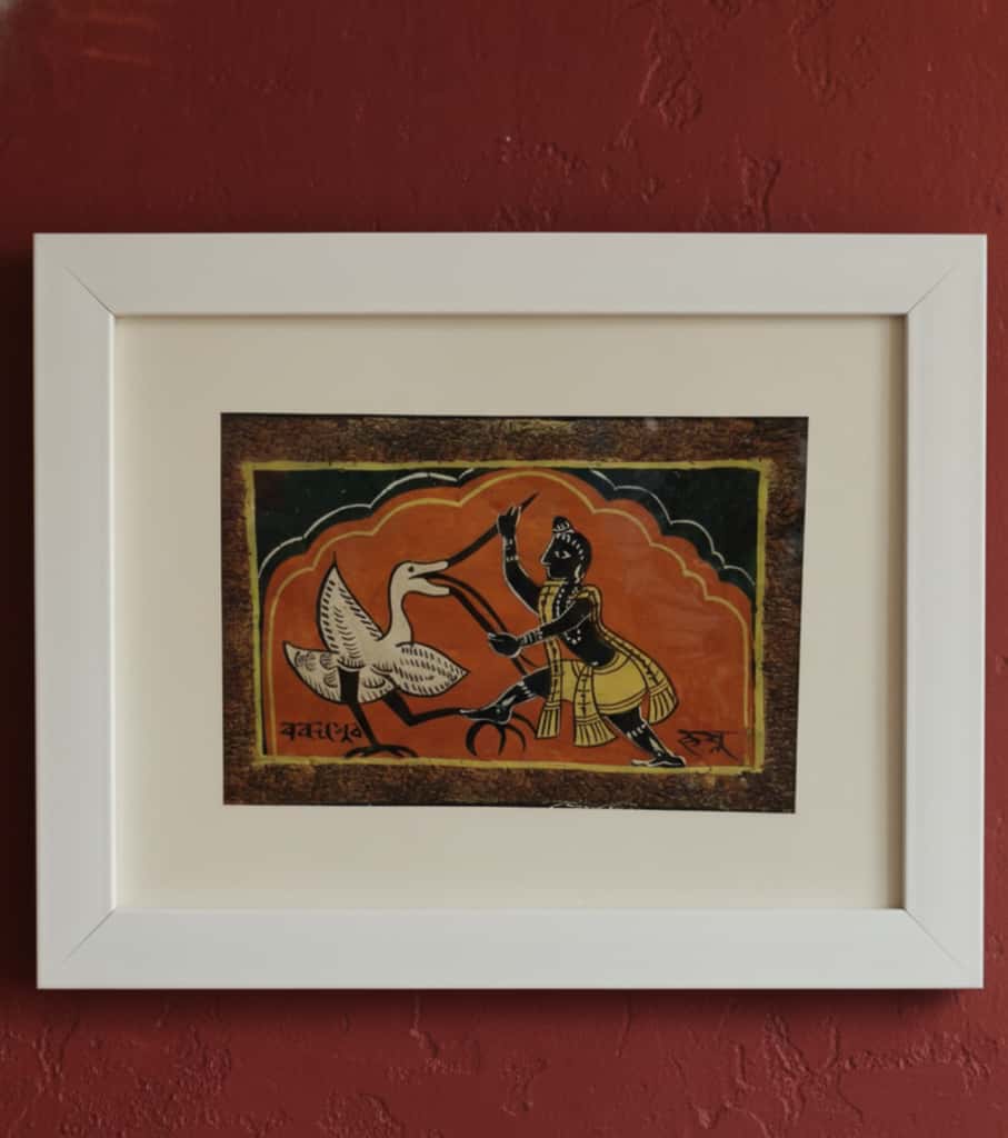 Handcrafted Assamese Hachipat Manuscript Painting | Traditional Sanchipat Wall Art | 16" Framed Cultural Artwork | Authentic Handmade Assam Product