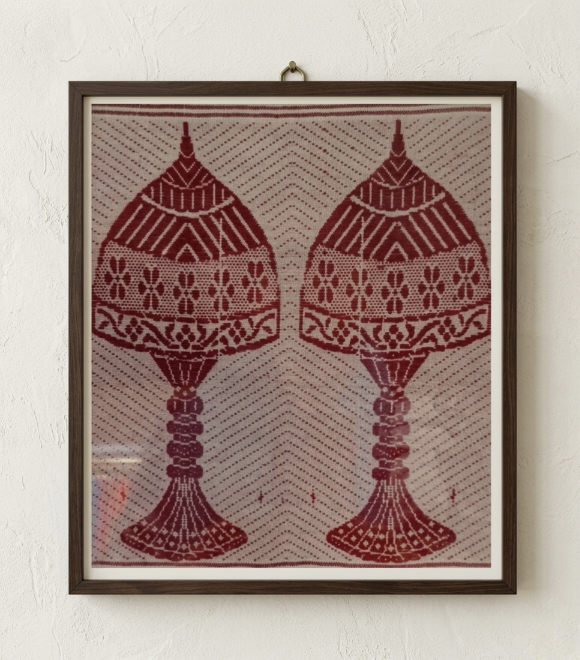 Handcrafted Assamese Xorai Embroidery Wall Art | Vintage Cotton Frame Décor | 12" x 11" | Handmade  in Assam
