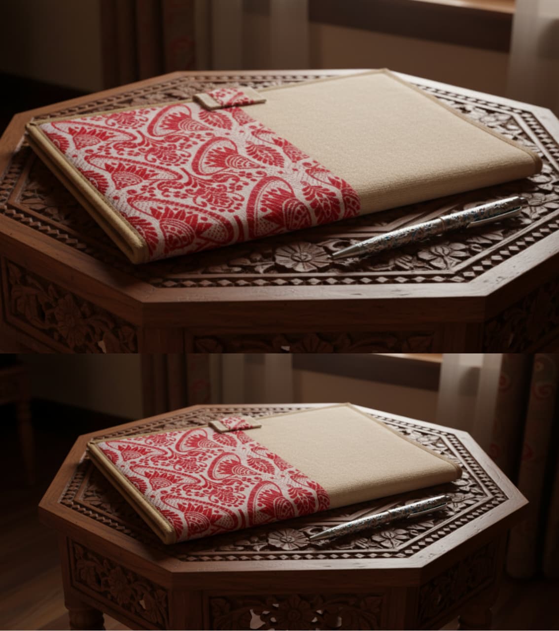 Handcrafted Gamosa Folder - Premium Jute Office & Document Organizer