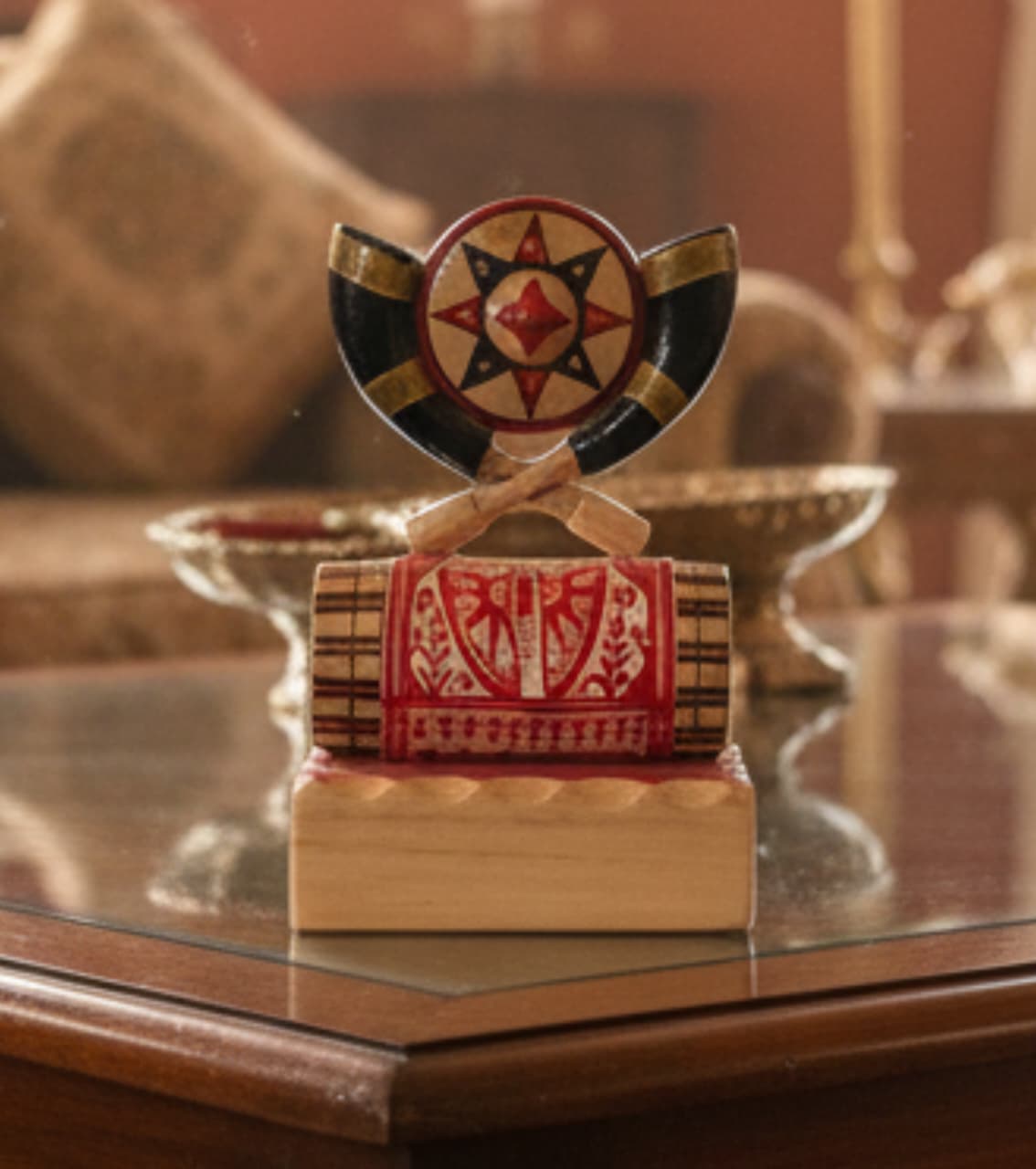 Traditional Assamese Wooden Souvenir - Handcrafted Cultural Memento from Assam