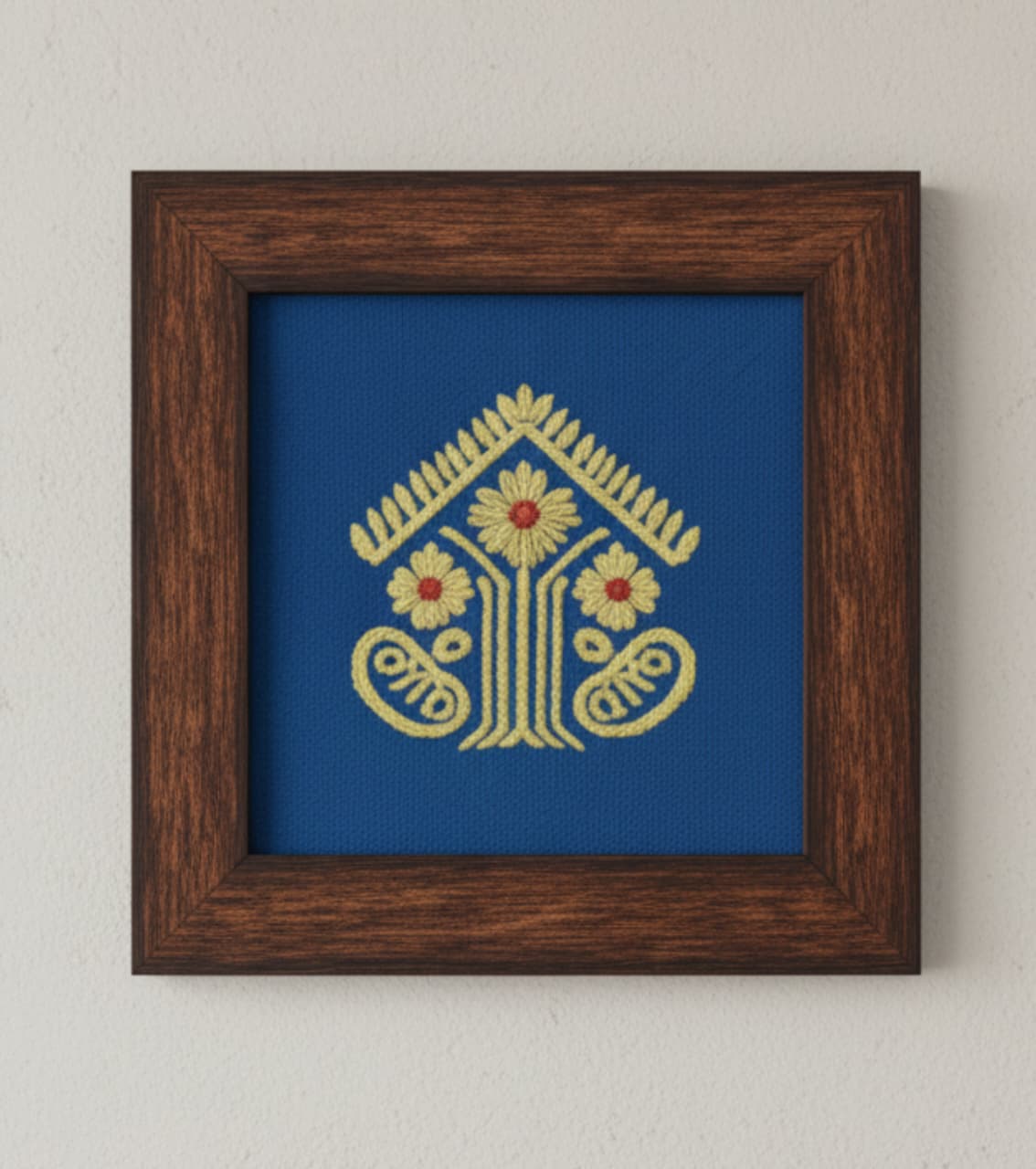 Traditional Woven Assamese Motif (Framed) - Handwoven Heritage Art (6.5 x 6.5 inches)