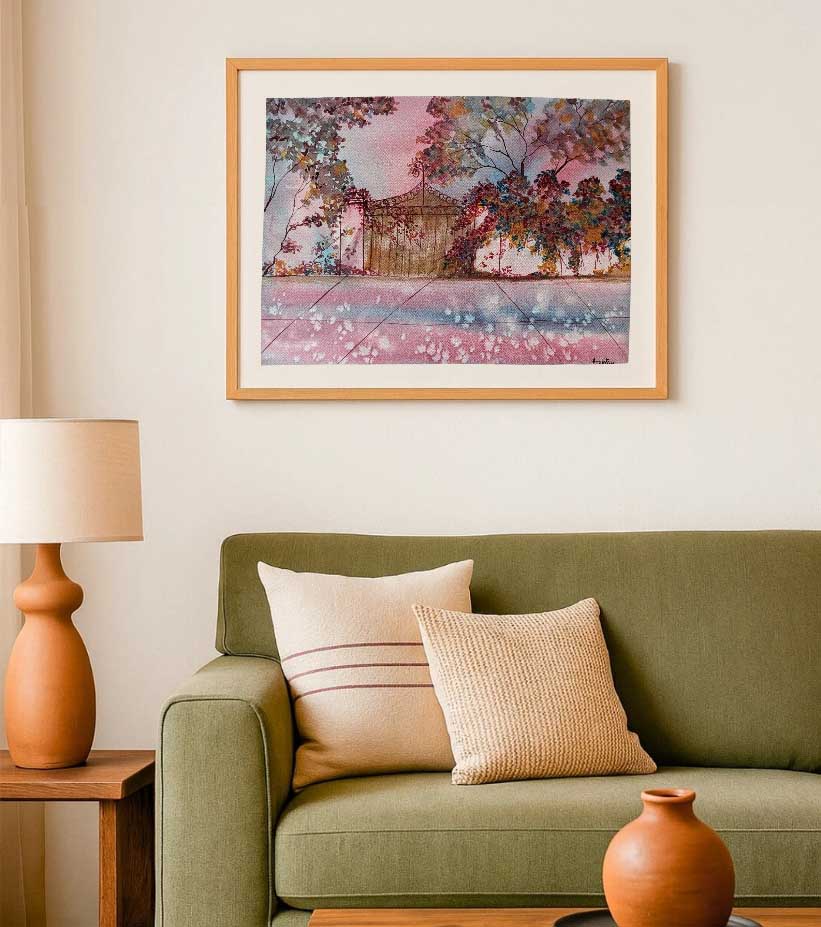 Premium Original Botanical Art – Twilight Garden by Nandita Mishra (12"x16" Framed Watercolour)
